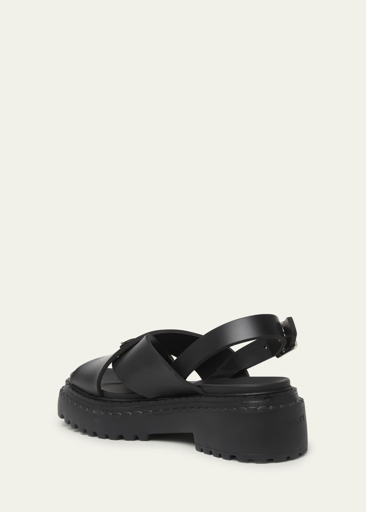 Prada Soft Rubber Crisscross Strap Sandals Image 2 of 4