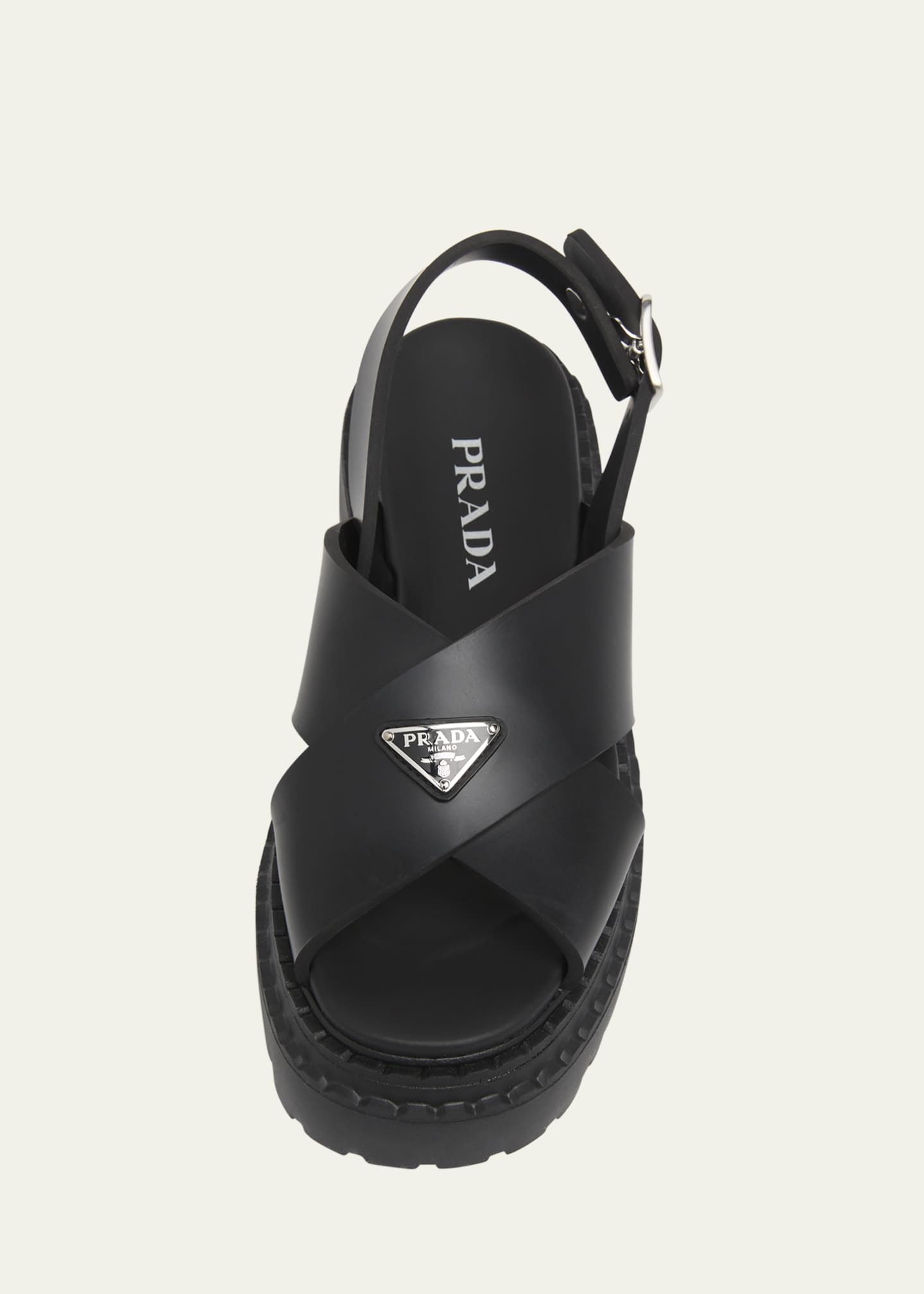 Prada Soft Rubber Crisscross Strap Sandals Image 4 of 4