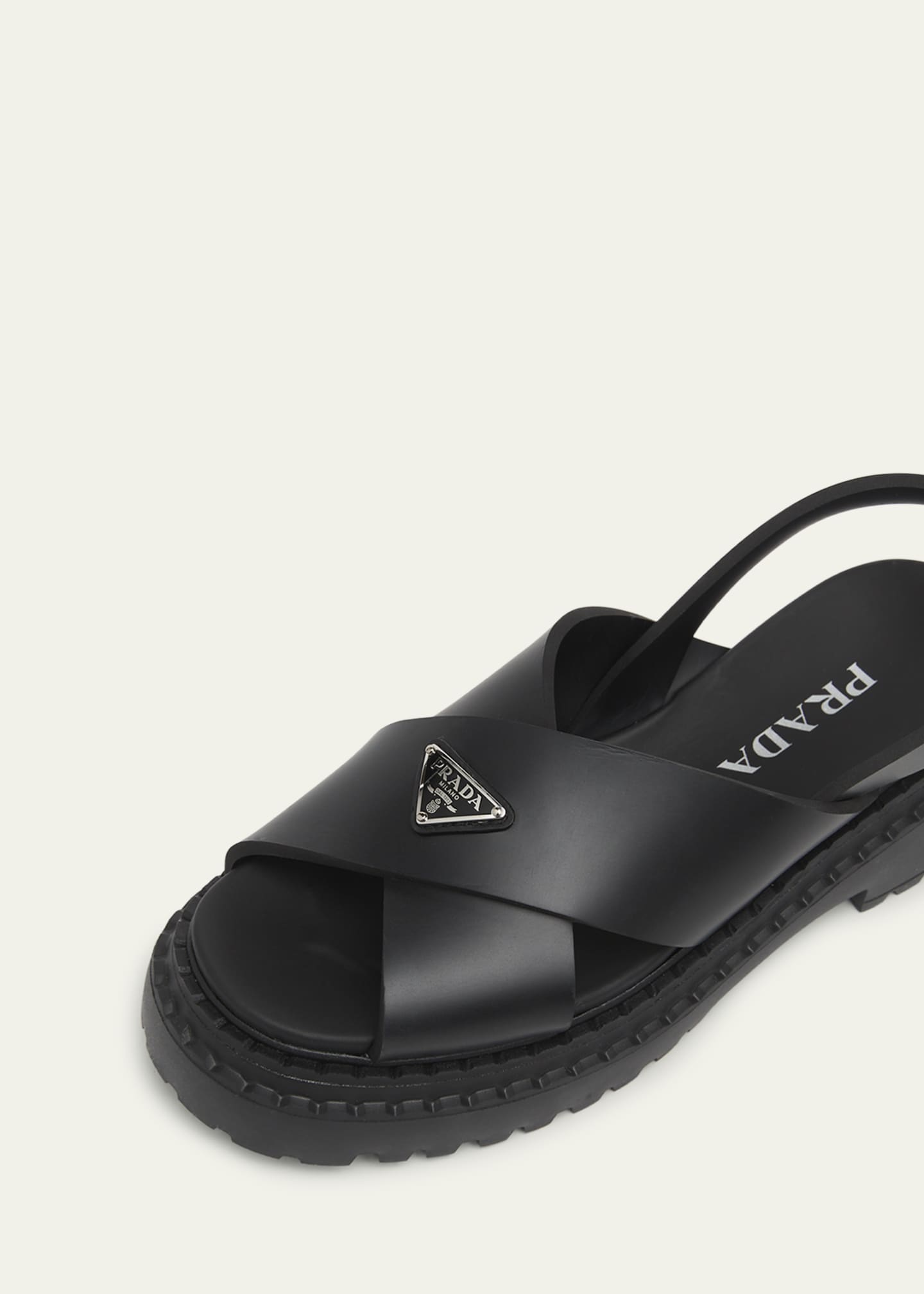 Prada Soft Rubber Crisscross Strap Sandals Image 3 of 4