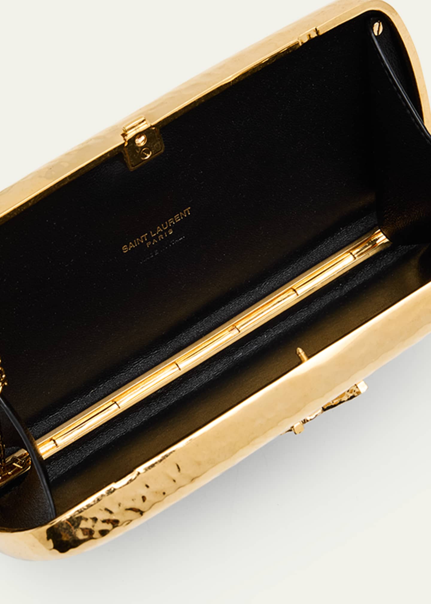Saint Laurent Cassandre Martele YSL Clutch Bag in Hammered Metal