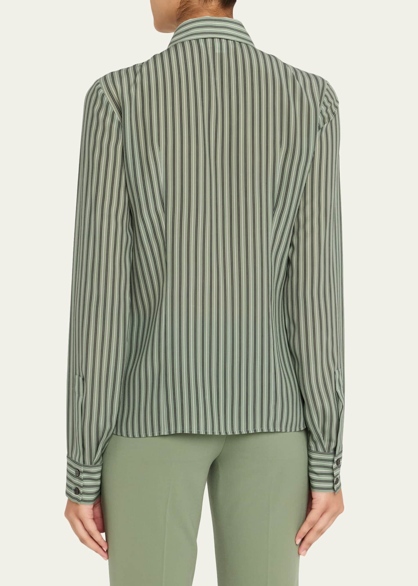 Michael Kors Collection Hansen Striped Silk Pajama Shirt Image 3 of 5