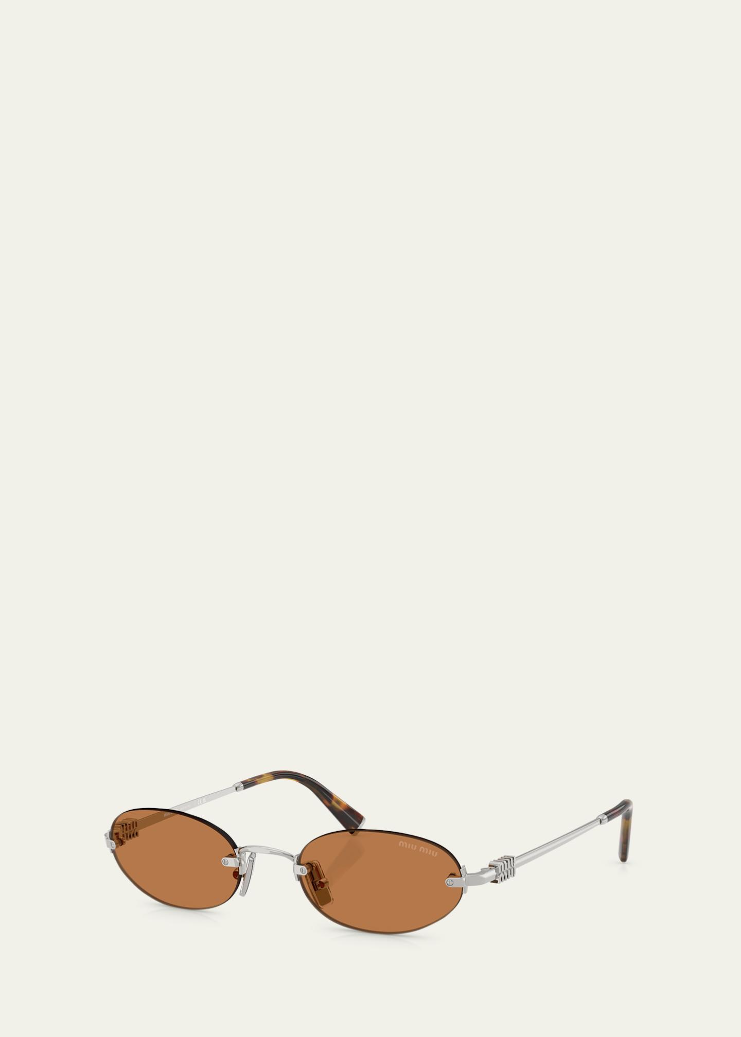 RARE MIU MIU Rimless Bubble Sunglasses With Studs Miu Miu Rimless Metal Oval Sunglasses - Bergdorf Goodman main image 2