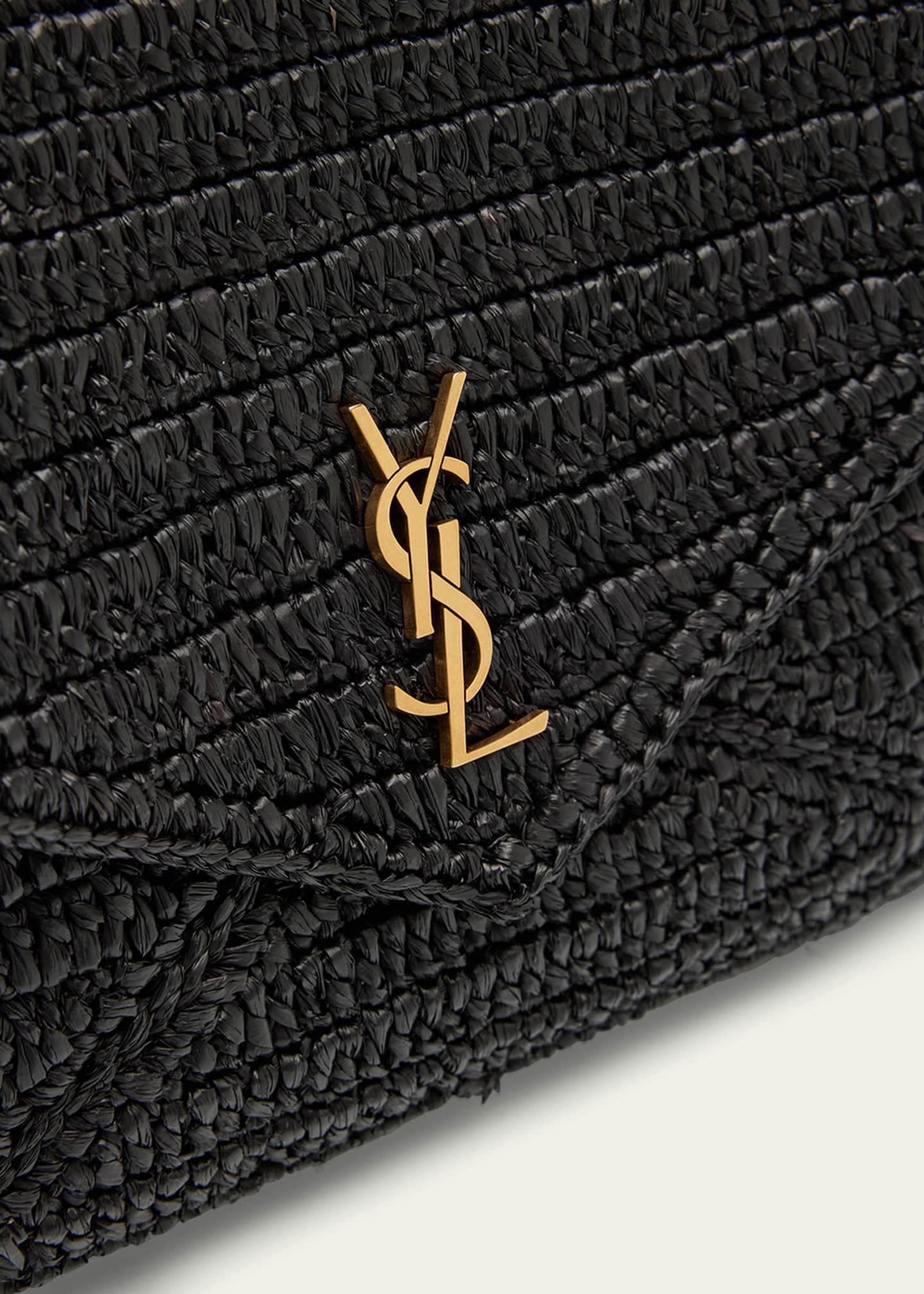 Saint Laurent Large Envelope Flap YSL Clutch Bag in Raffia