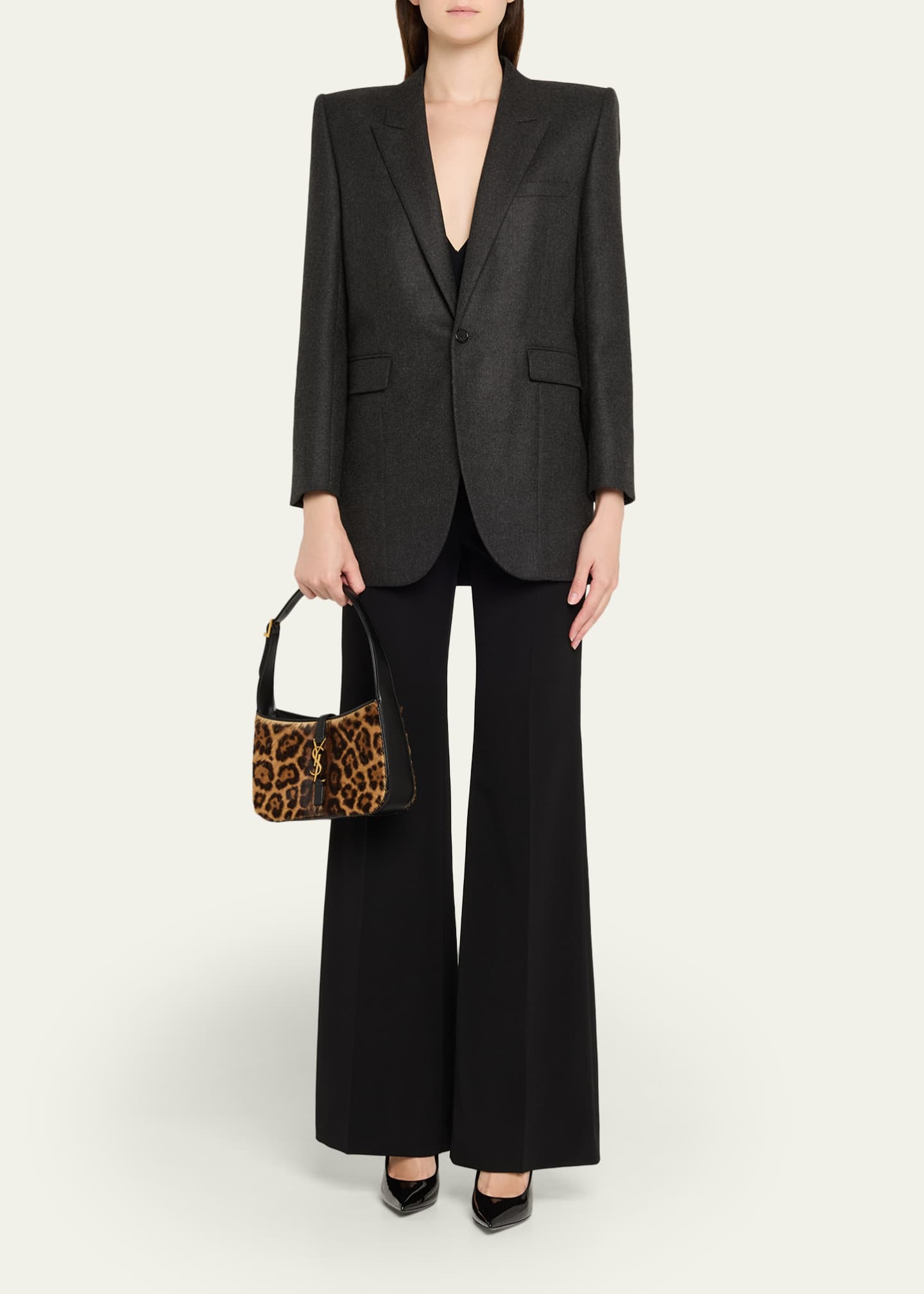 Saint Laurent Le 5 A 7 Shoulder Bag in Leopard-Print Calf Hair