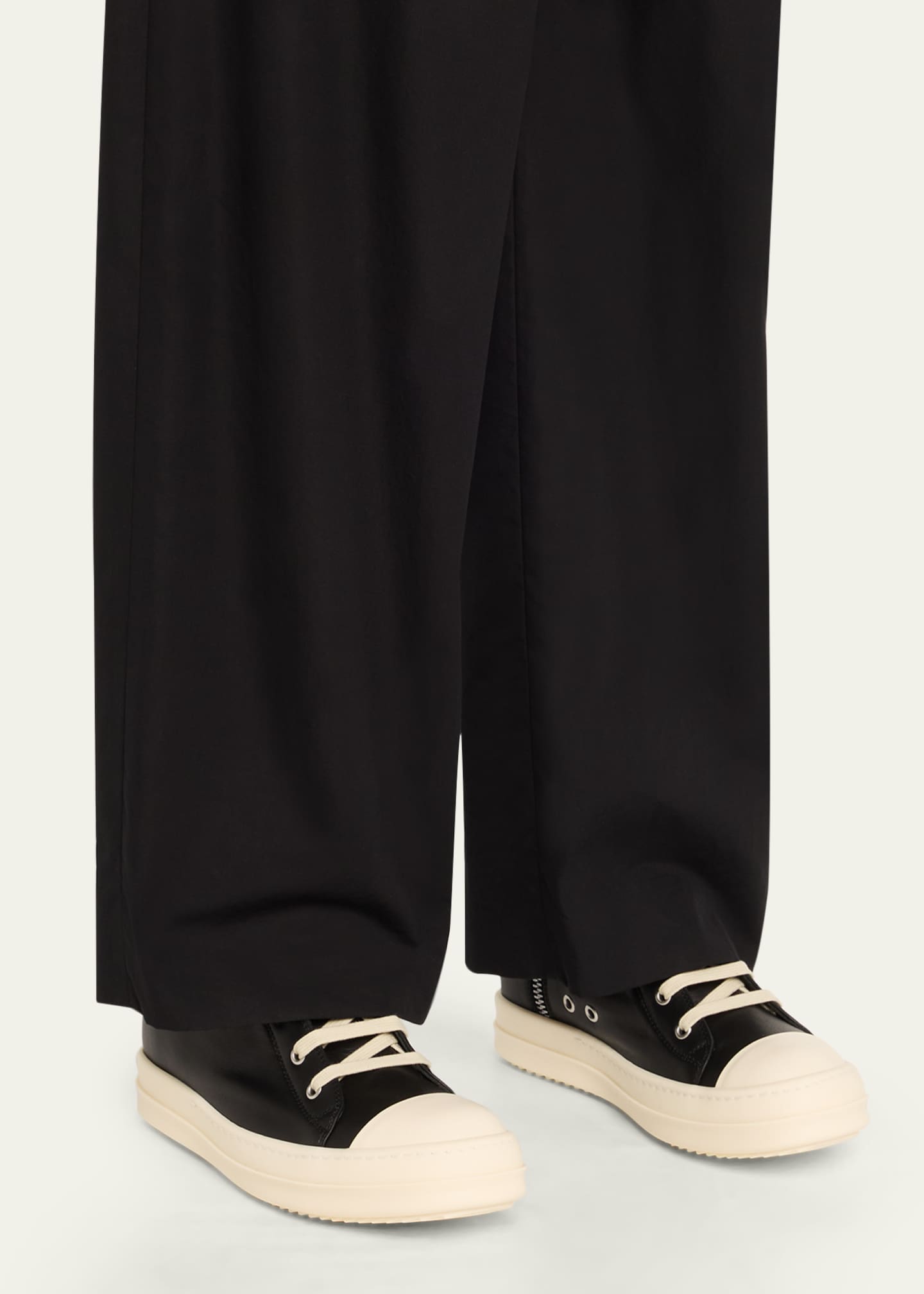 Calf Leather Cap Toe High-Top Sneakers