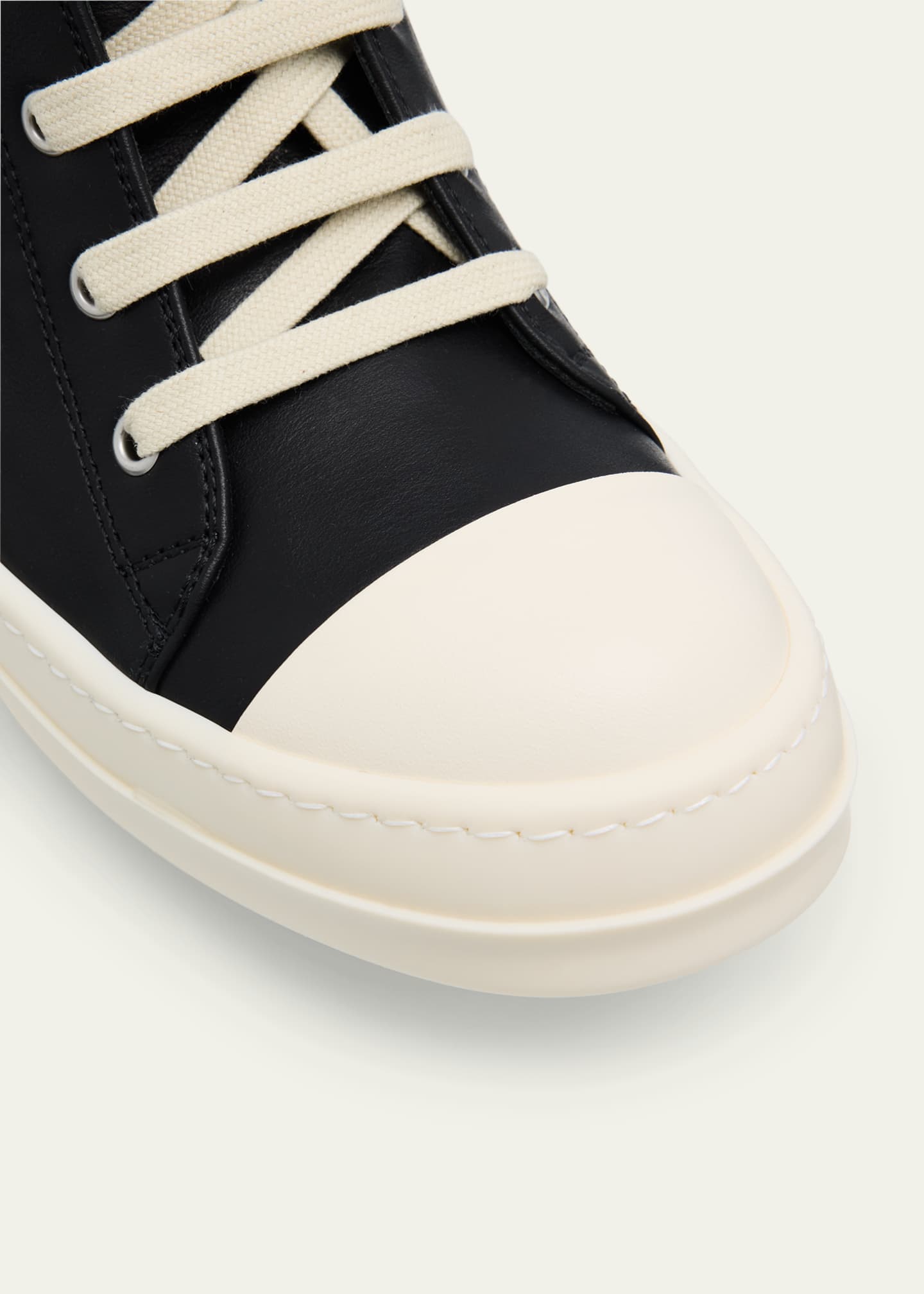 Calf Leather Cap Toe High-Top Sneakers