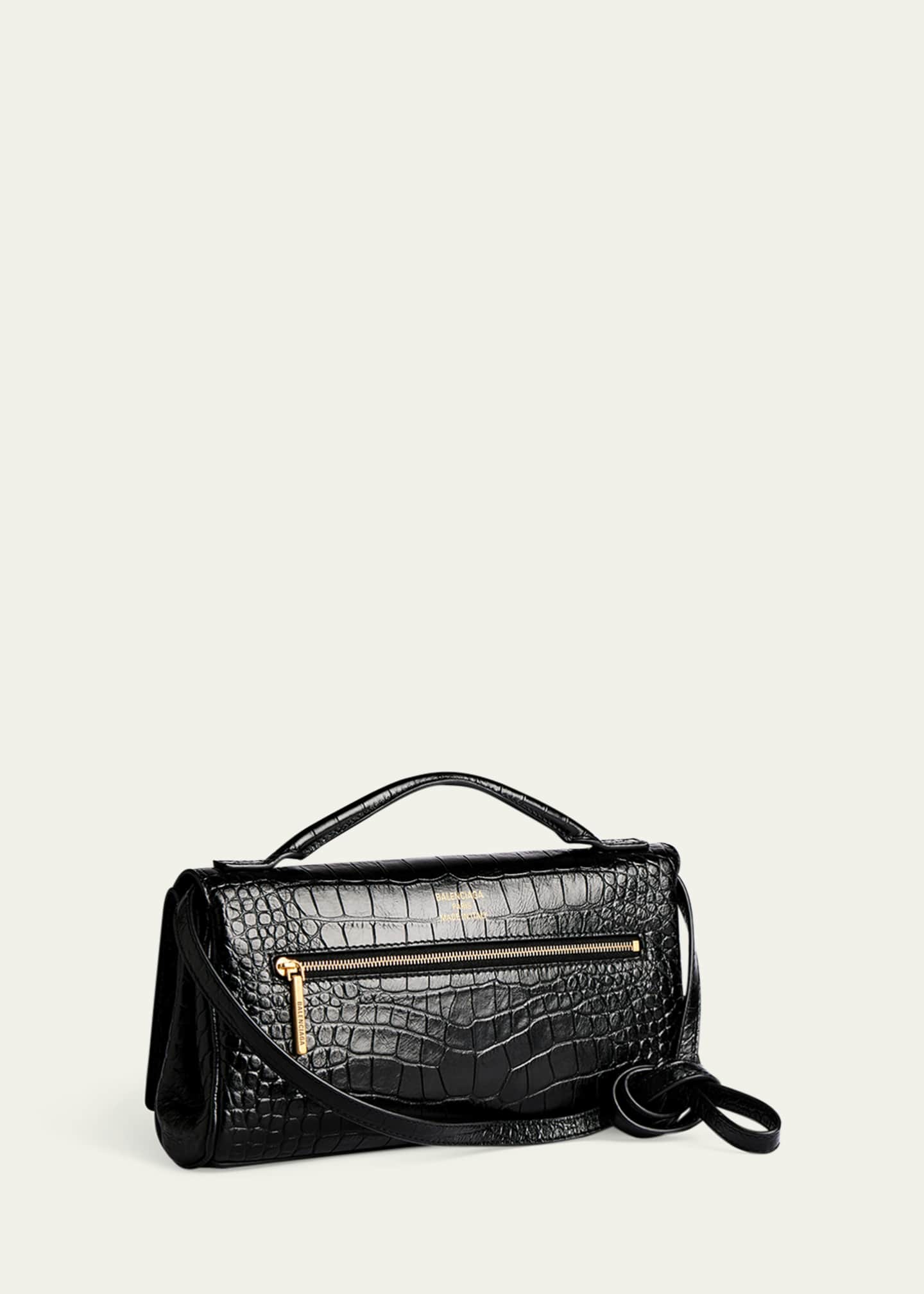 Bel Air Small Croc-Embossed Leather Clutch Bag