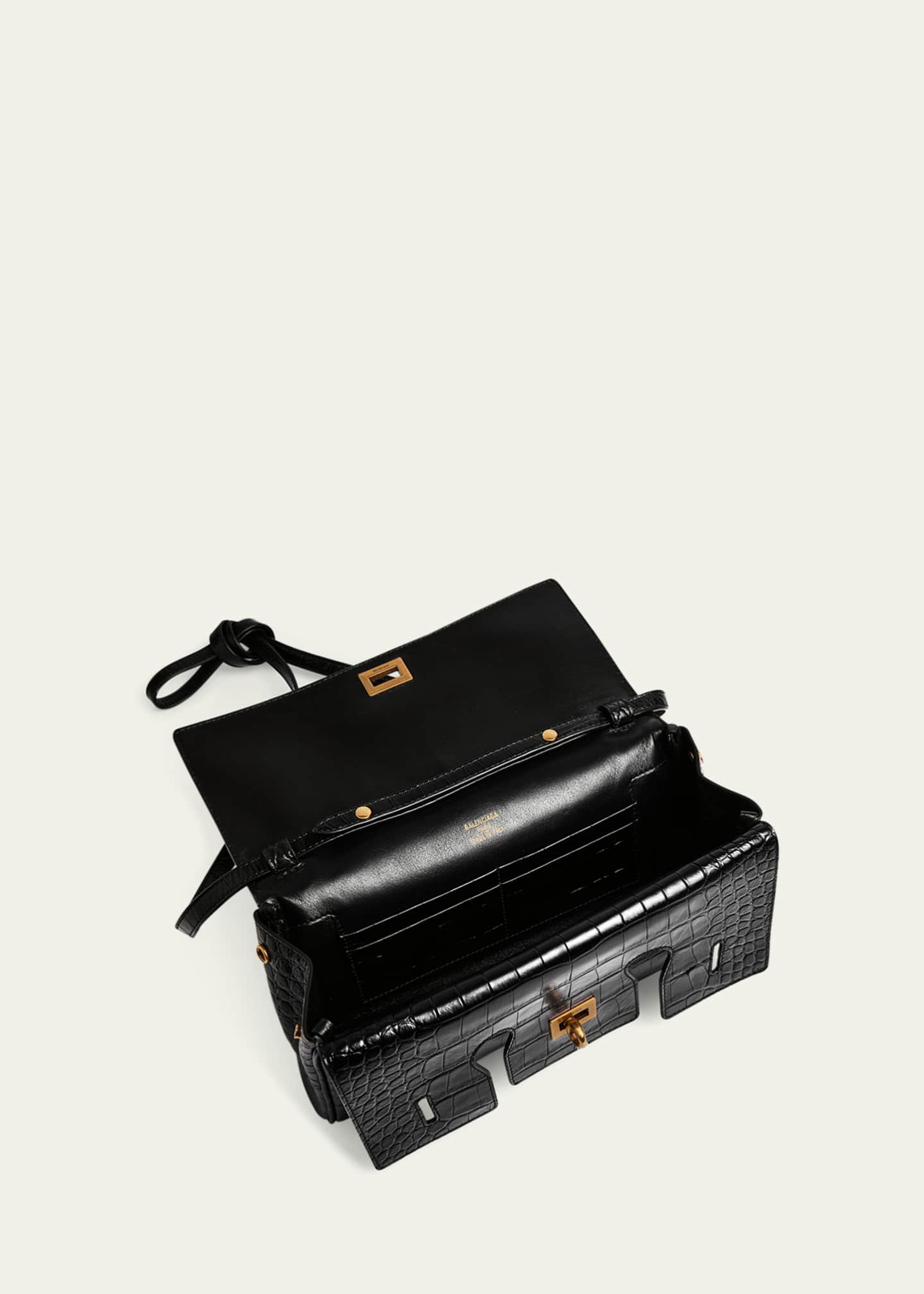 Balenciaga Bel Air Small Croc-Embossed Leather Clutch Bag