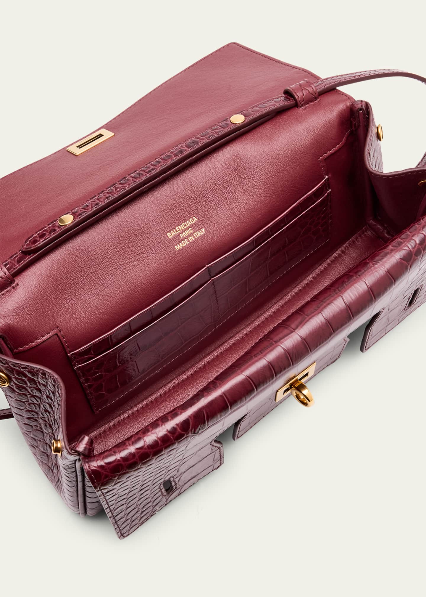 Balenciaga Bel Air Small Croc-Embossed Leather Clutch Bag Image 4 of 6
