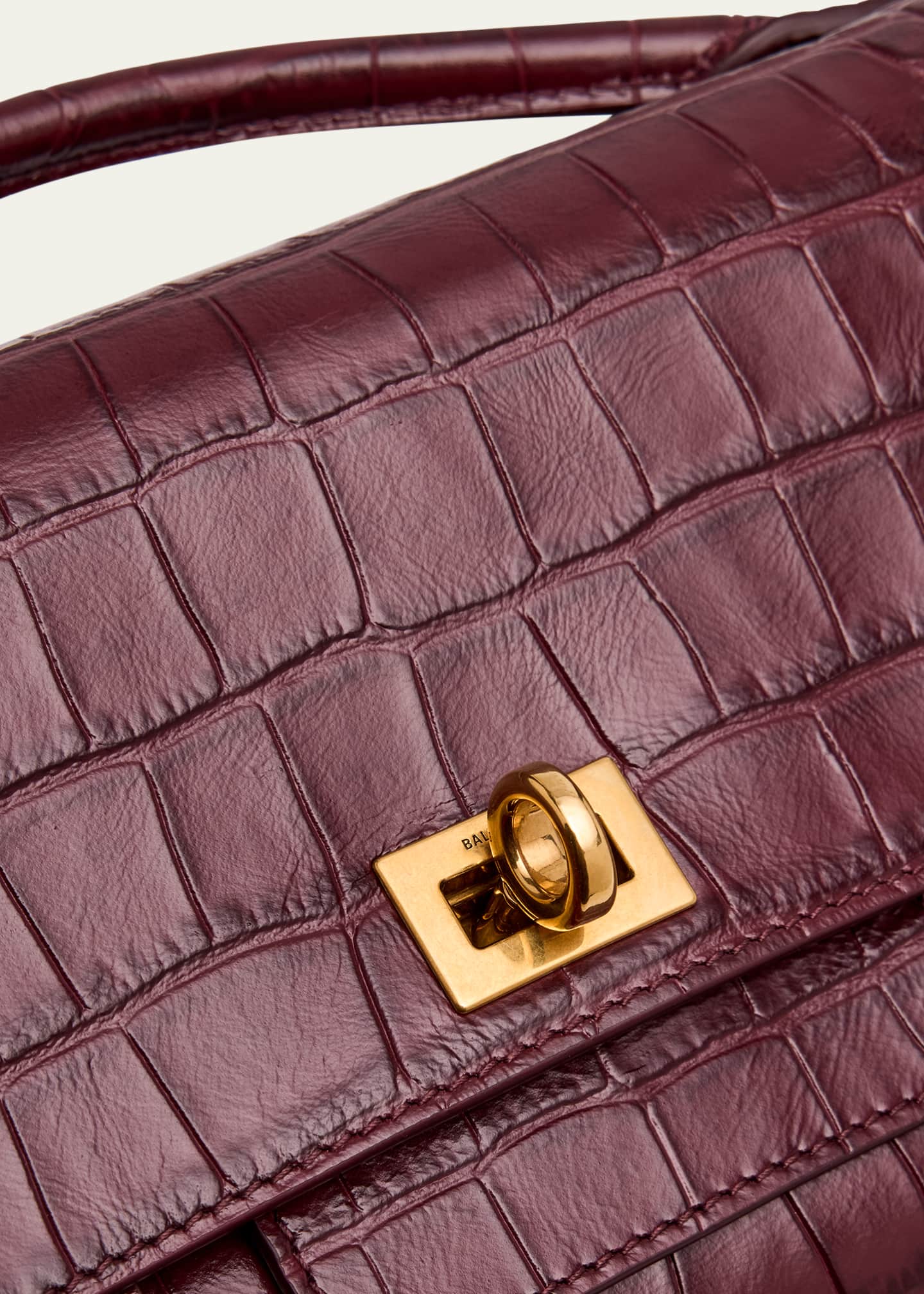 Balenciaga Bel Air Small Croc-Embossed Leather Clutch Bag Image 6 of 6