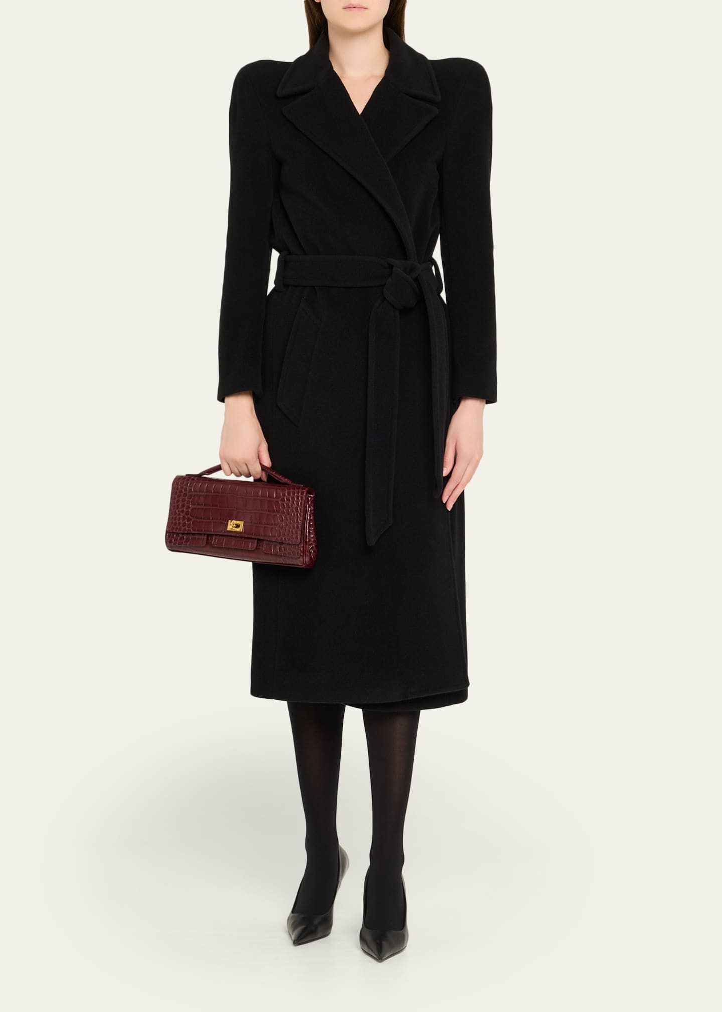 Balenciaga Bel Air Small Croc-Embossed Leather Clutch Bag Image 5 of 6
