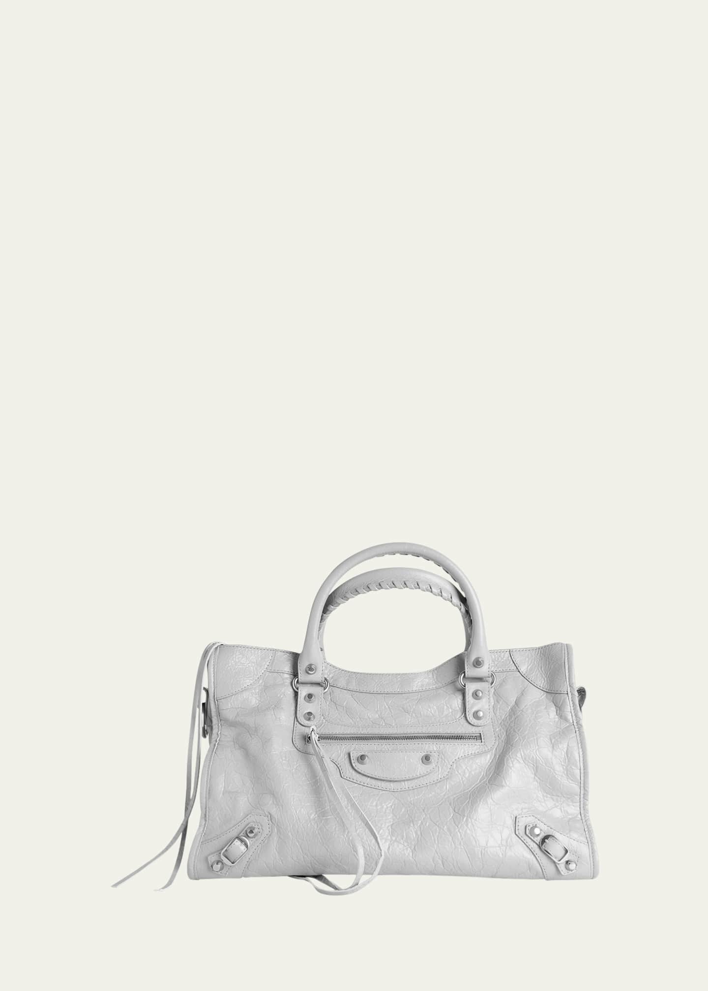 Balenciaga Le City Medium Metallic Leather Tote Bag