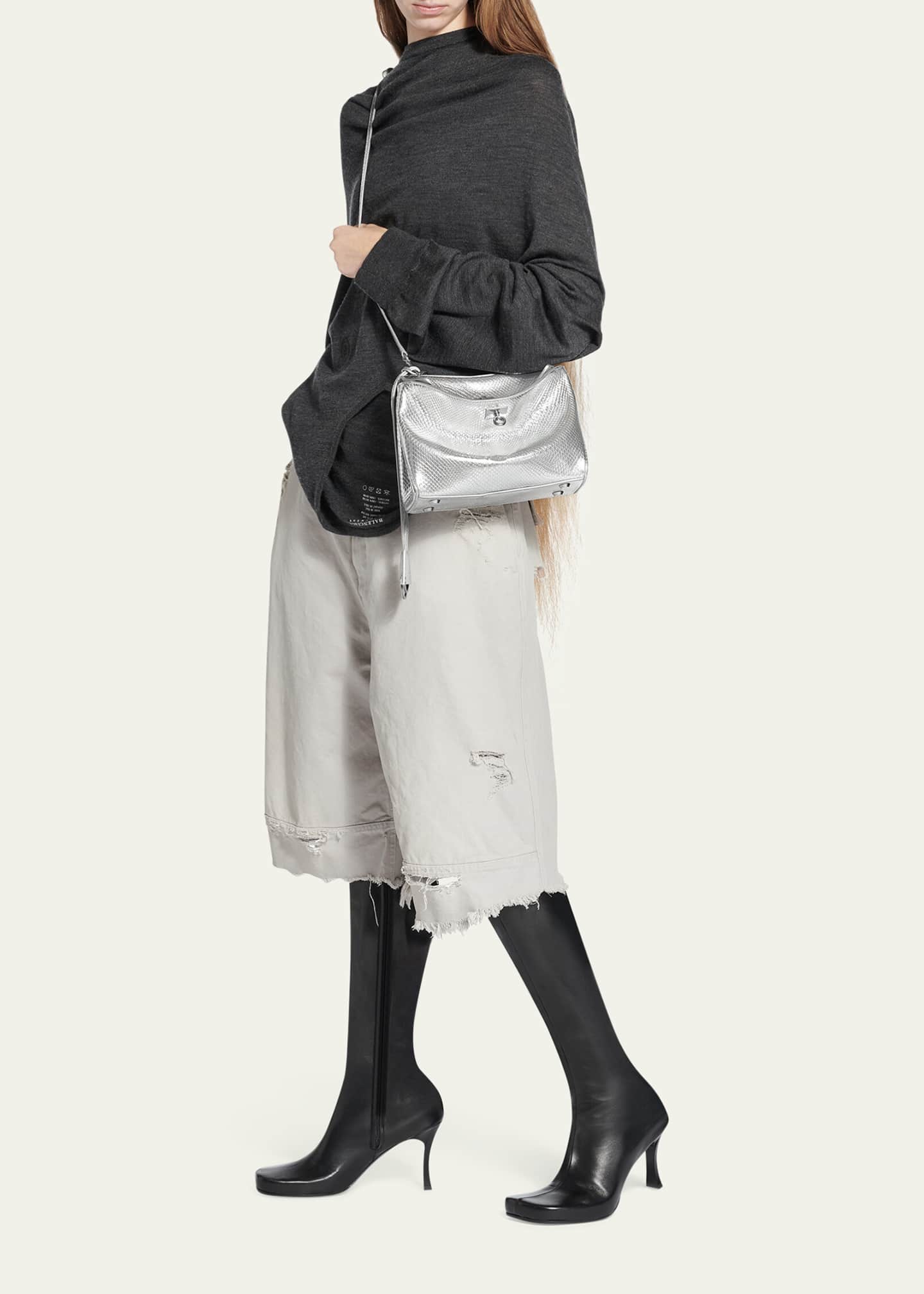 Balenciaga Rodeo Mini Python-Embossed Leather Crossbody Bag Image 5 of 6