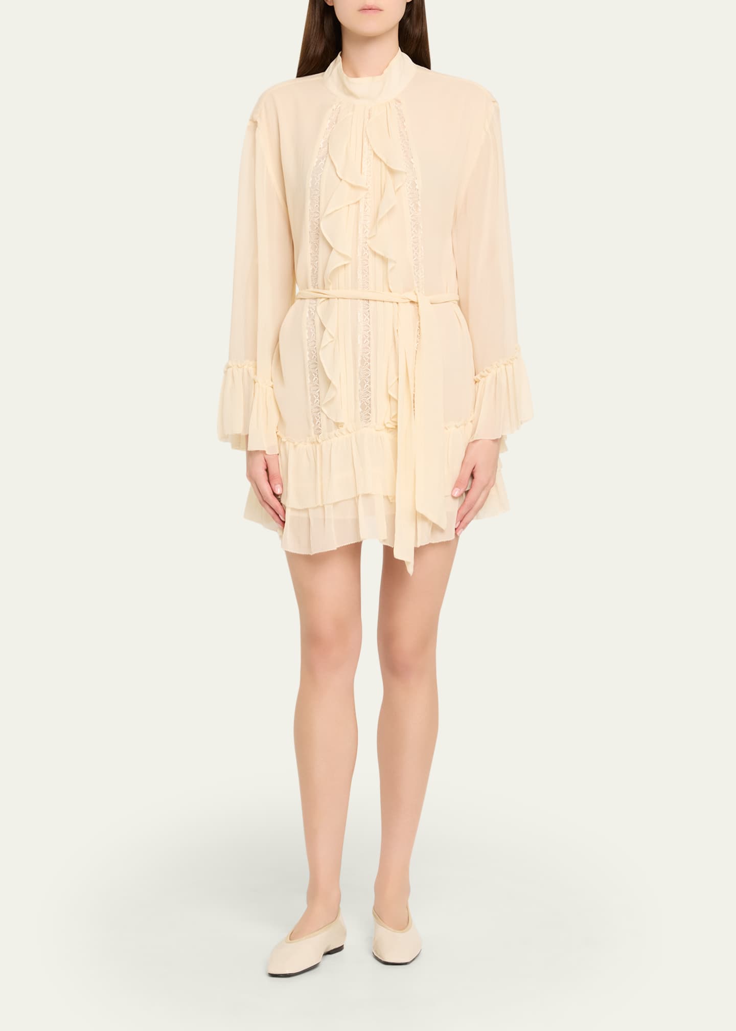 Claudia Silk Chiffon Ruffle Tiered Mini Dress