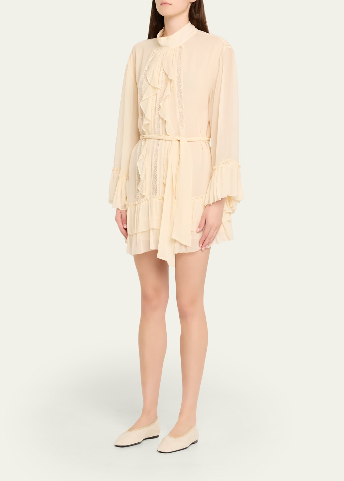 Claudia Silk Chiffon Ruffle Tiered Mini Dress