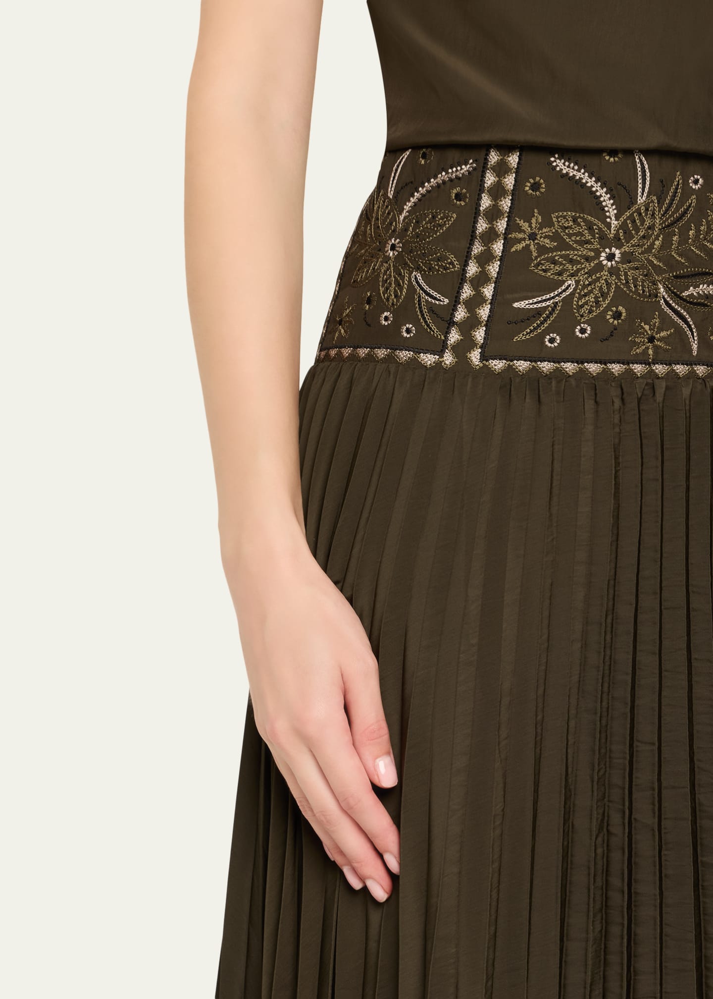 Kimberly Embroidered Pleated Midi Dress