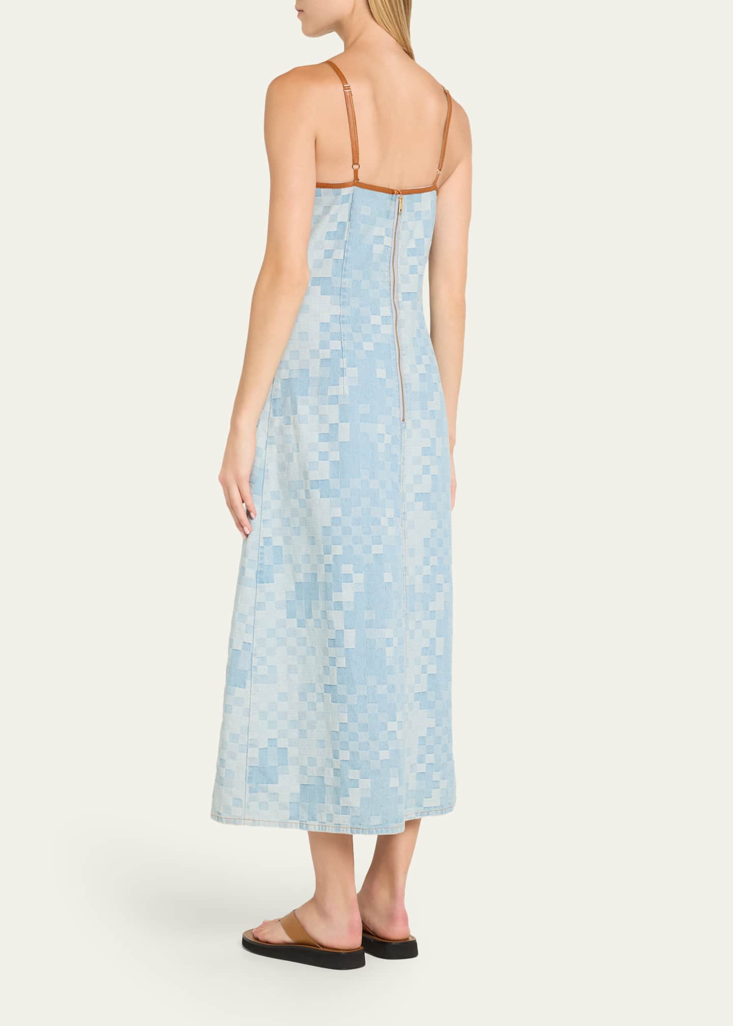 Ramy Brook Luna Checkered Denim Midi Dress in Checkered Denim - 14