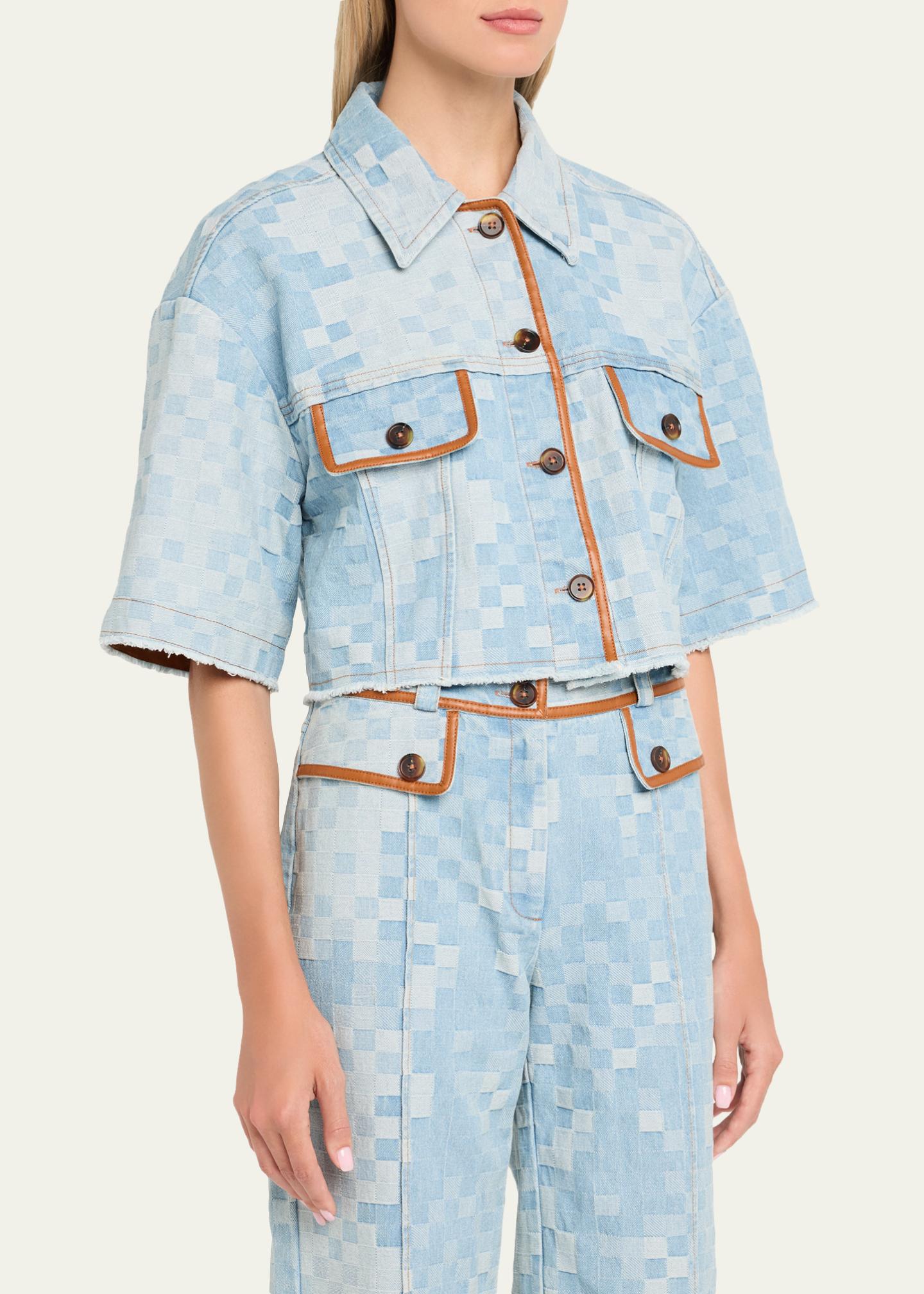 Ramy Brook Melanie Checekered Denim Jacket - Bergdorf Goodman