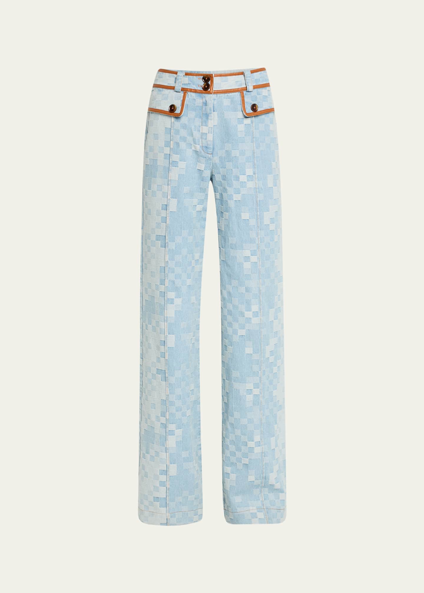 BURBERRY デニム 星柄 ワンピース 3Y（98cm） Ramy Brook Paula Checkered Denim Wide-Leg Pants - Bergdorf Goodman