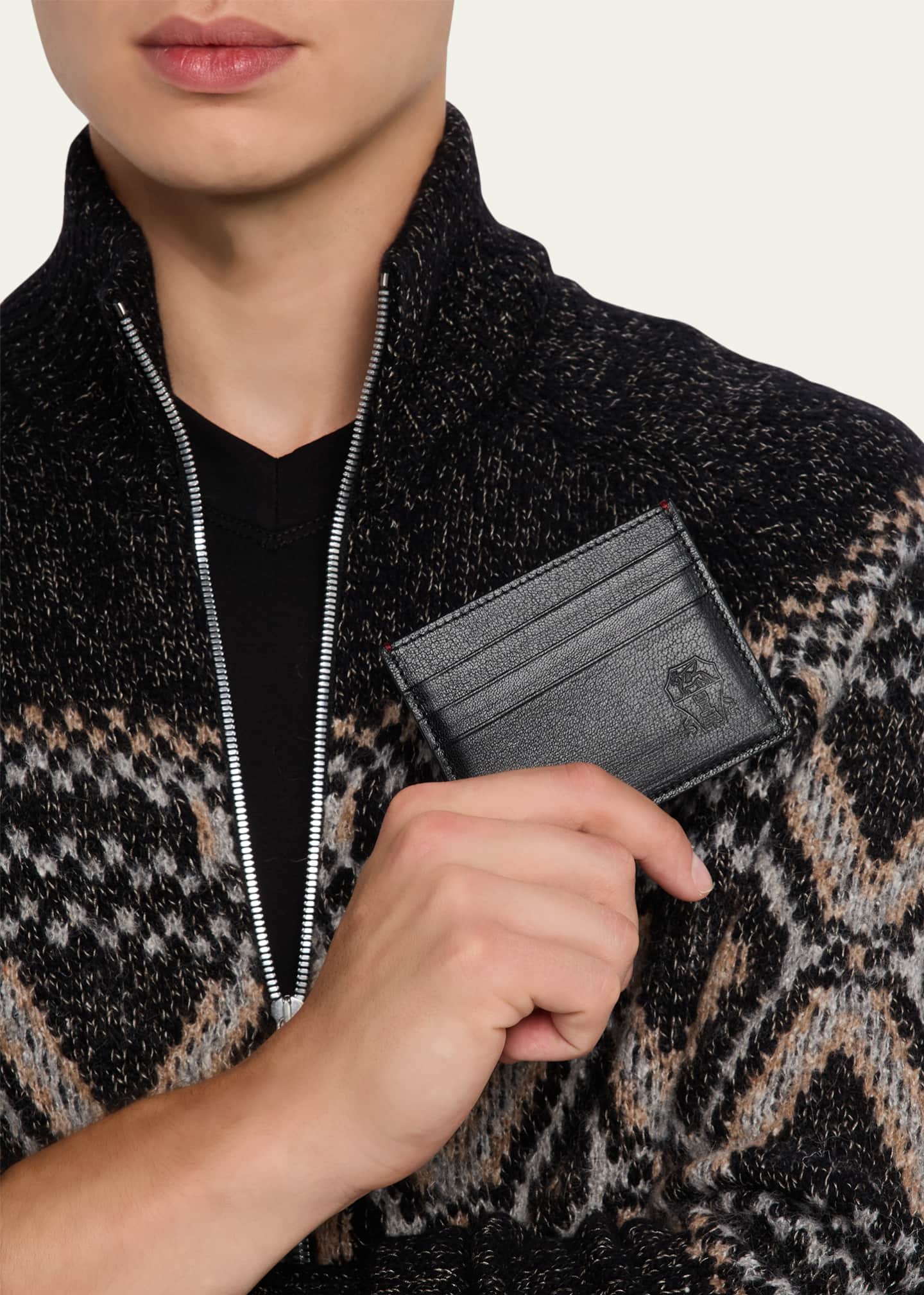 Brunello Cucinelli Men's Capretta Leather Card Holder Image 2 of 2
