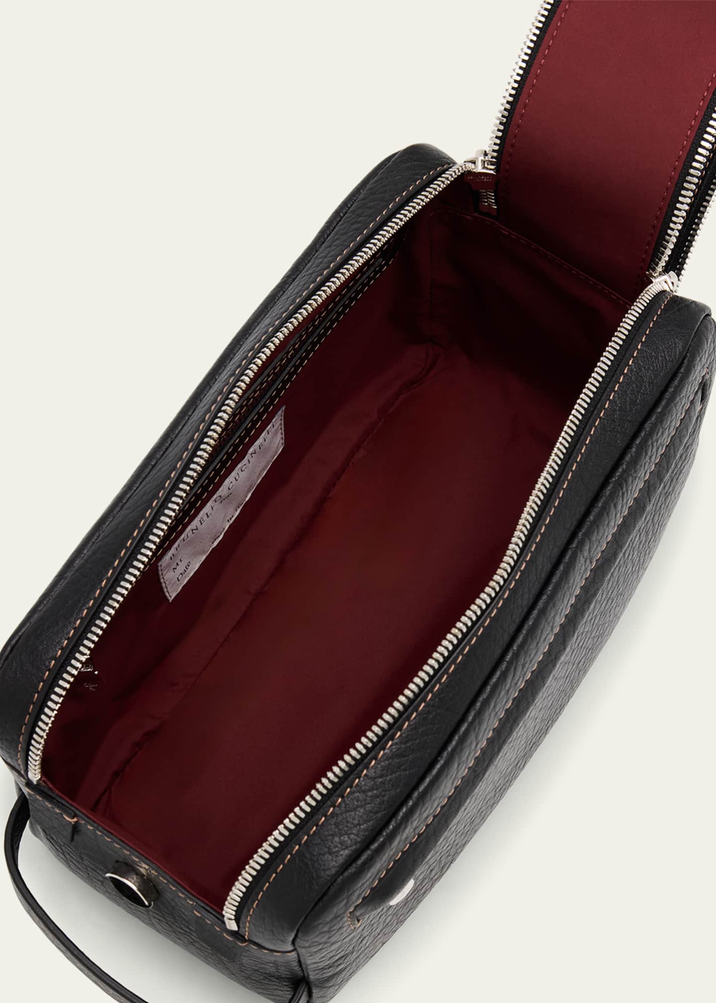 Brunello Cucinelli Men's Grained Leather Toiletry Bag - Bergdorf
