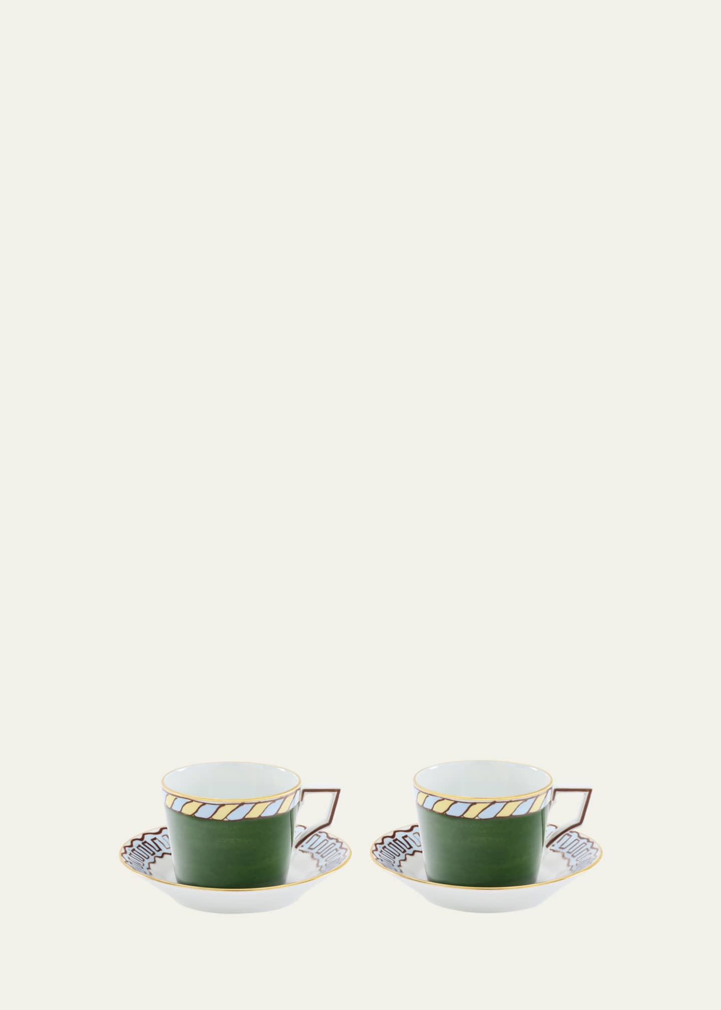 GINORI 1735 Il Viaggio di Nettuno Luna 7.4 oz. Teacups & Saucers, Set of 2 Image 2 of 4