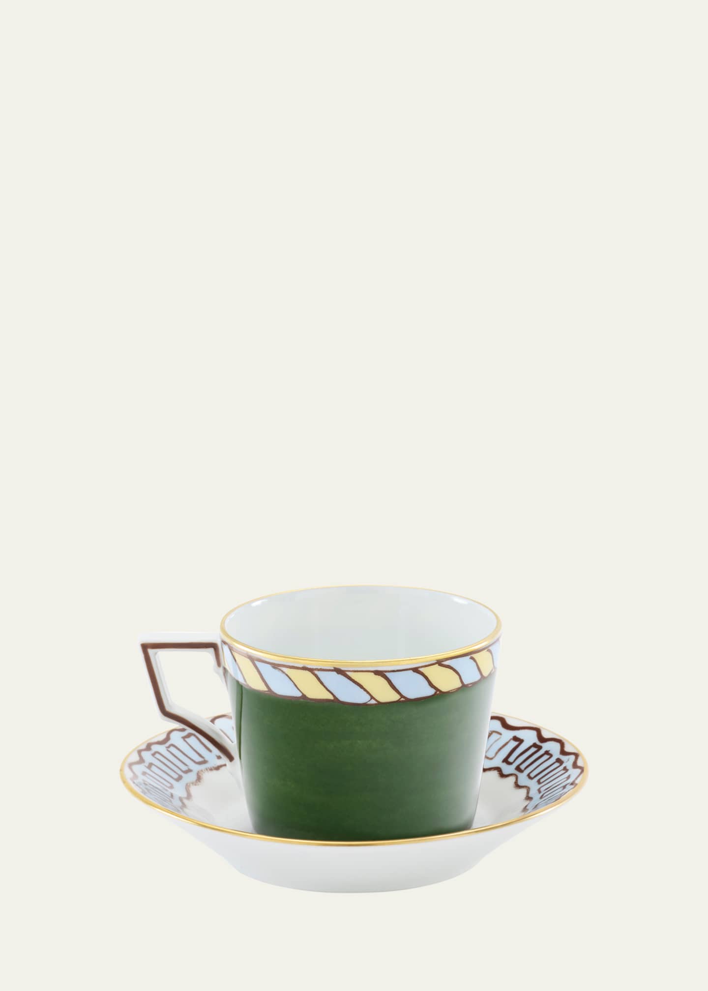 GINORI 1735 Il Viaggio di Nettuno Luna 7.4 oz. Teacups & Saucers, Set of 2 Image 3 of 4