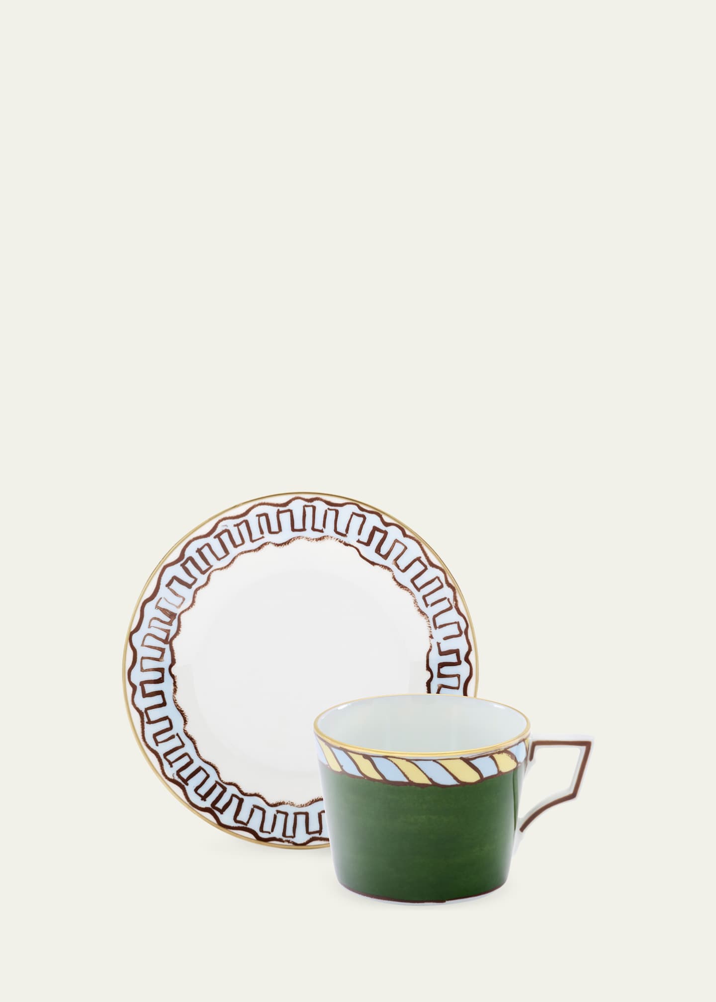 GINORI 1735 Il Viaggio di Nettuno Luna 7.4 oz. Teacups & Saucers, Set of 2 Image 4 of 4