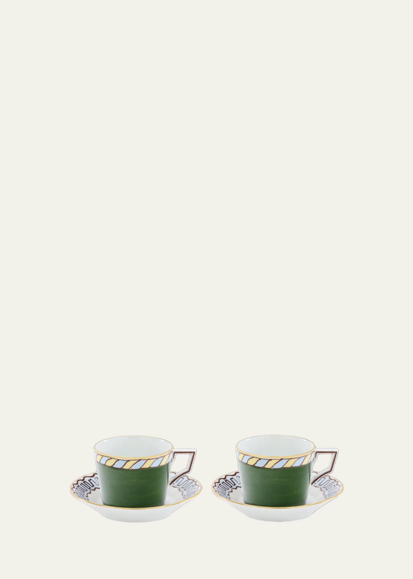 GINORI 1735 Il Viaggio di Nettuno Luna 7.4 oz. Teacups & Saucers, Set of 2 Image 1 of 4