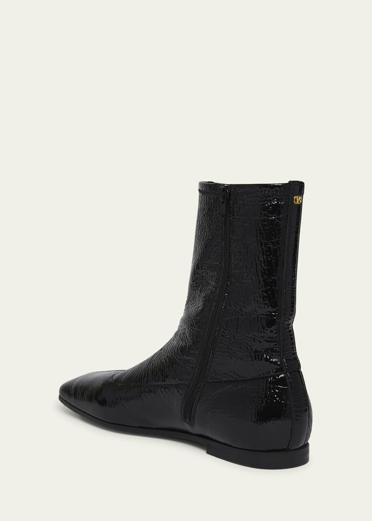 Valentino Garavani Men's Glovely Patent Zip Ankle Boots - Bergdorf