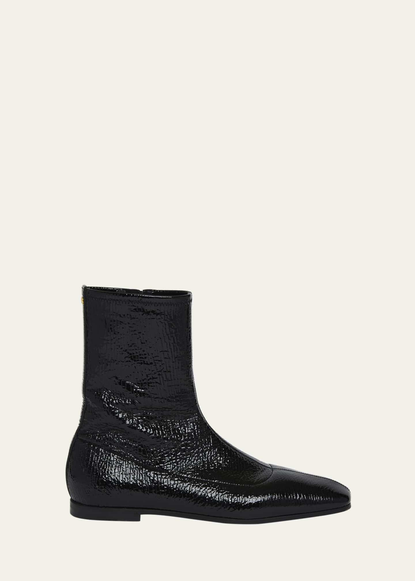Valentino Garavani Men's Glovely Patent Zip Ankle Boots - Bergdorf