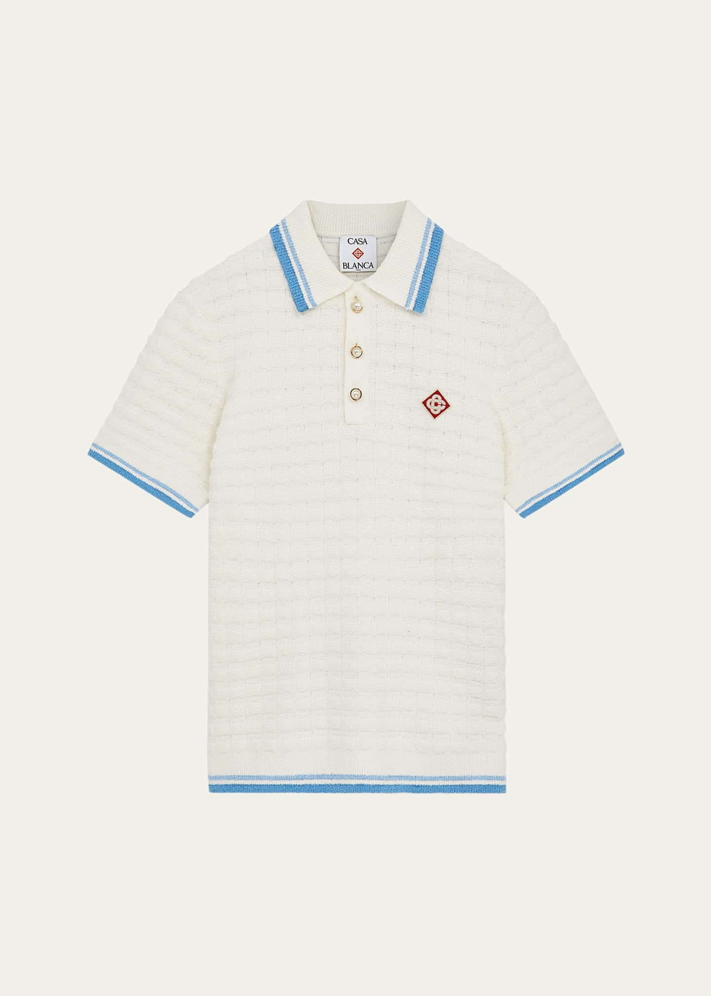 CASABLANCA Men's Cotton Boucle Check Polo Shirt