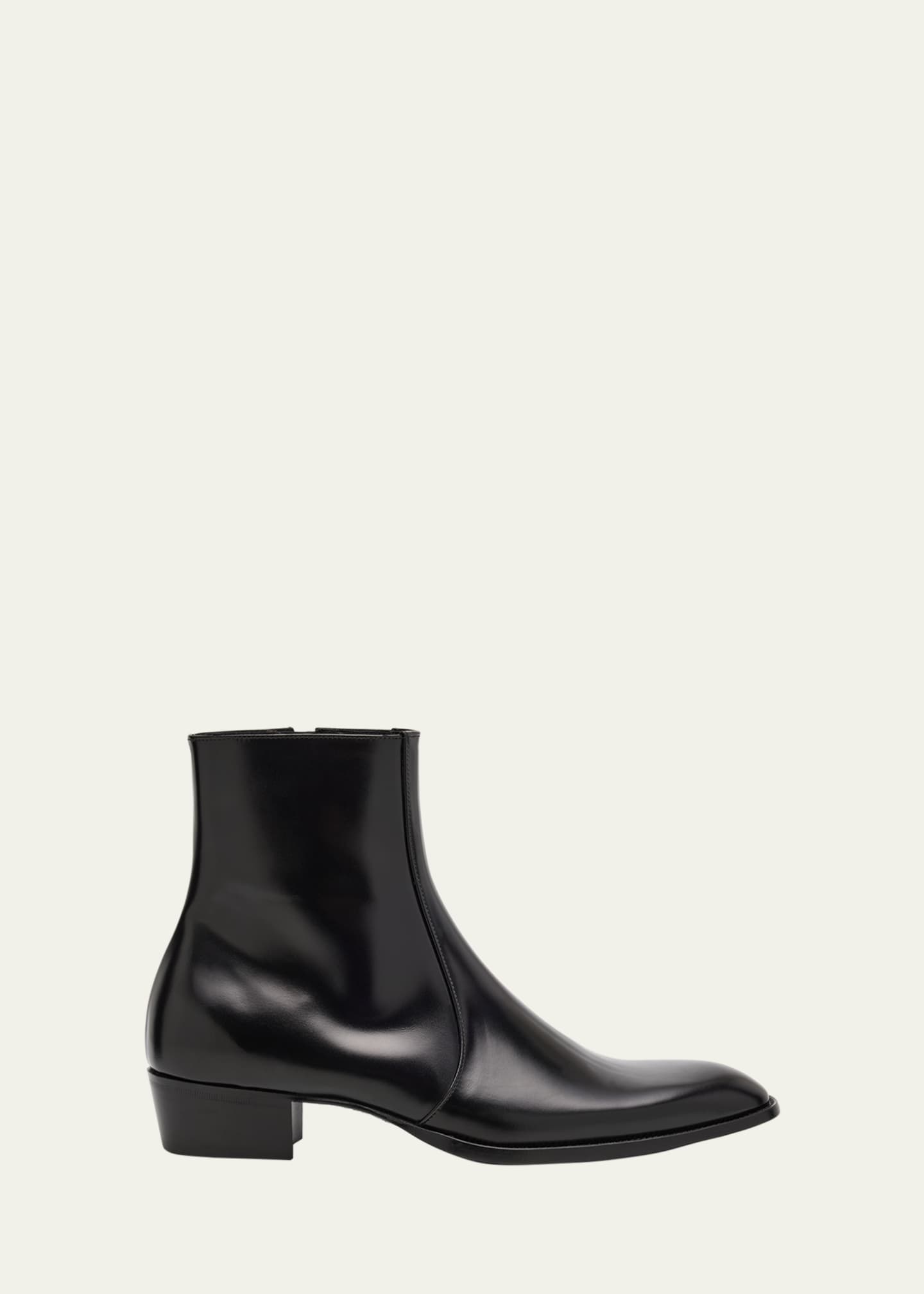 Saint Laurent Men's Roman 35 Leather Side-Zip Ankle Boots