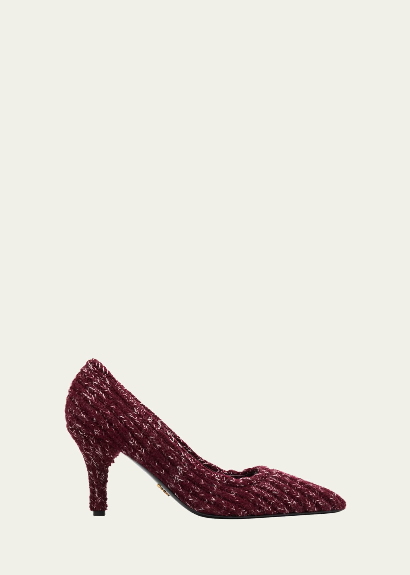 Prada 85mm Knitted Pointed-Toe Pumps - Bergdorf Goodman