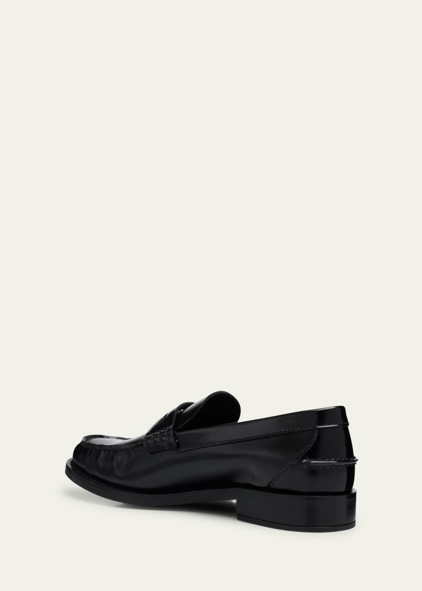 Prada Leather Ruched Penny Loafers - Bergdorf Goodman