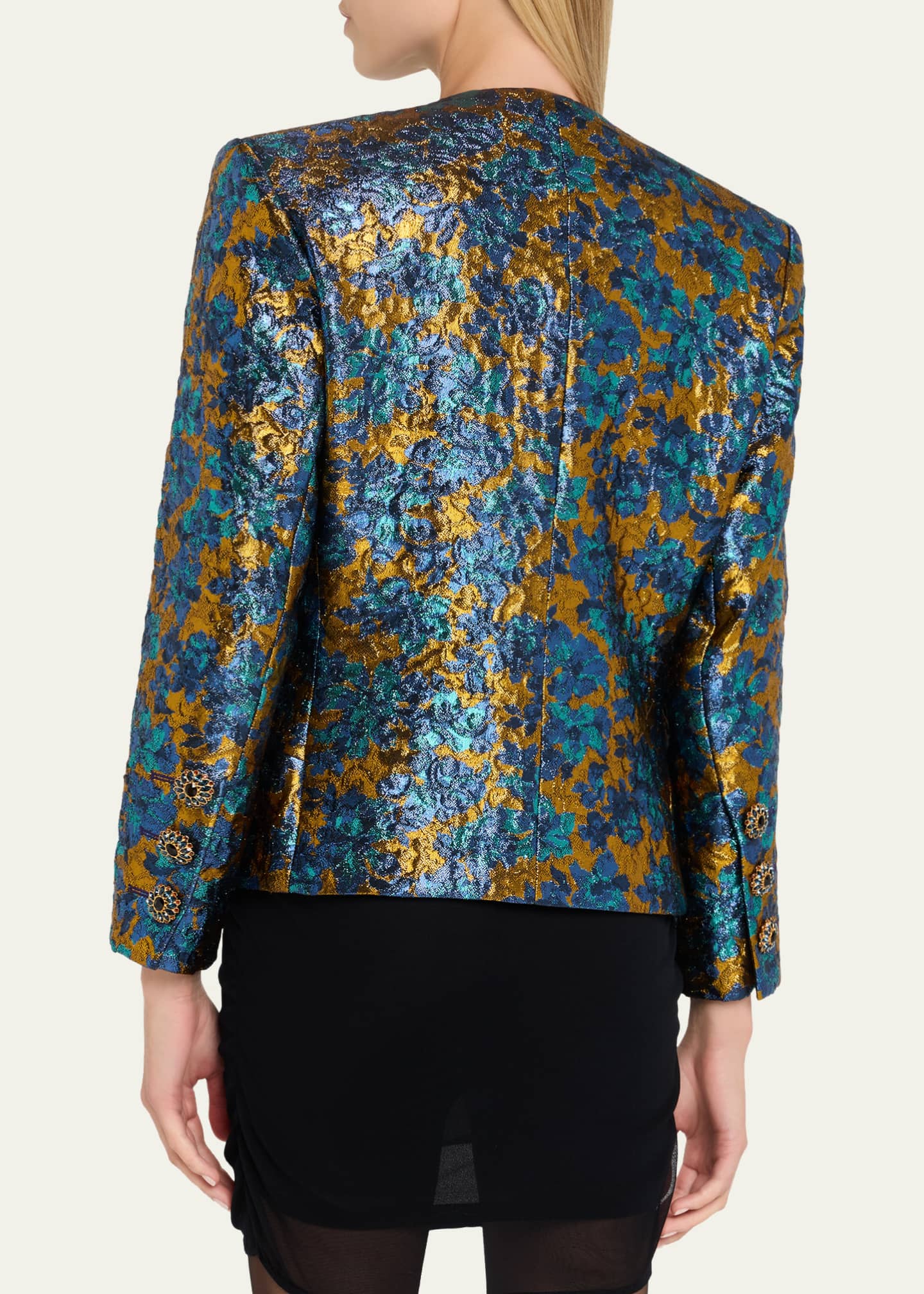 【関税&送料込】Saint Laurent Brocade Single-Breasted Jacket Saint Laurent Metallic Floral Brocade Single-Breasted Jacket