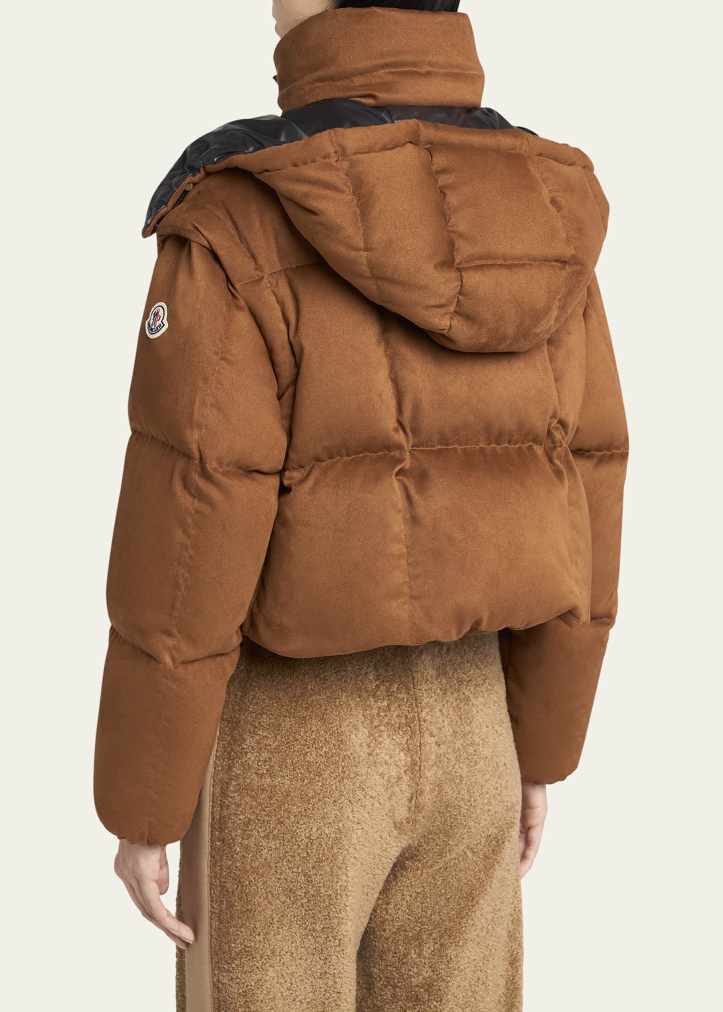 Moncler Paterne Convertible Short Down Jacket with Detachable Hood