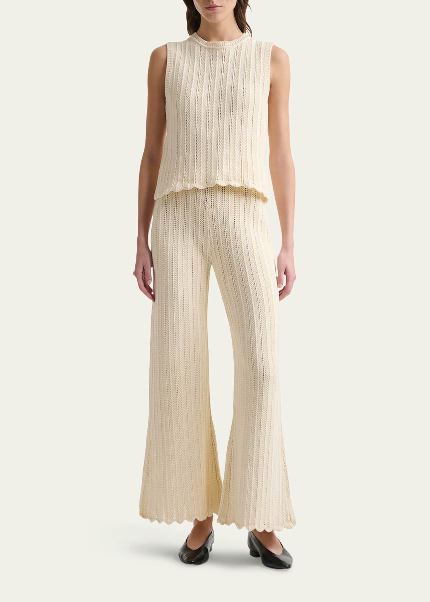 Altuzarra Petey Knit Scalloped Wide-Leg Pants Image 2 of 5
