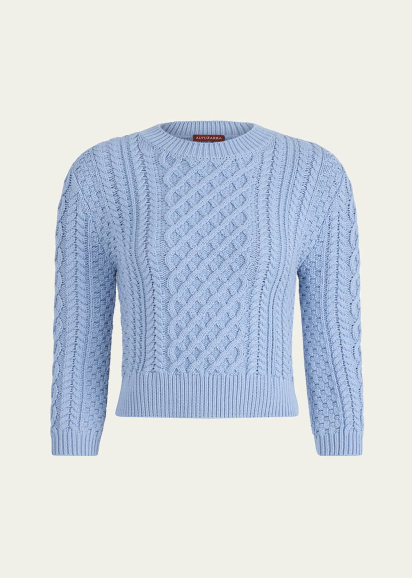 Altuzarra Cabbie Cable Knit 3/4-Sleeve Sweater Image 1 of 5