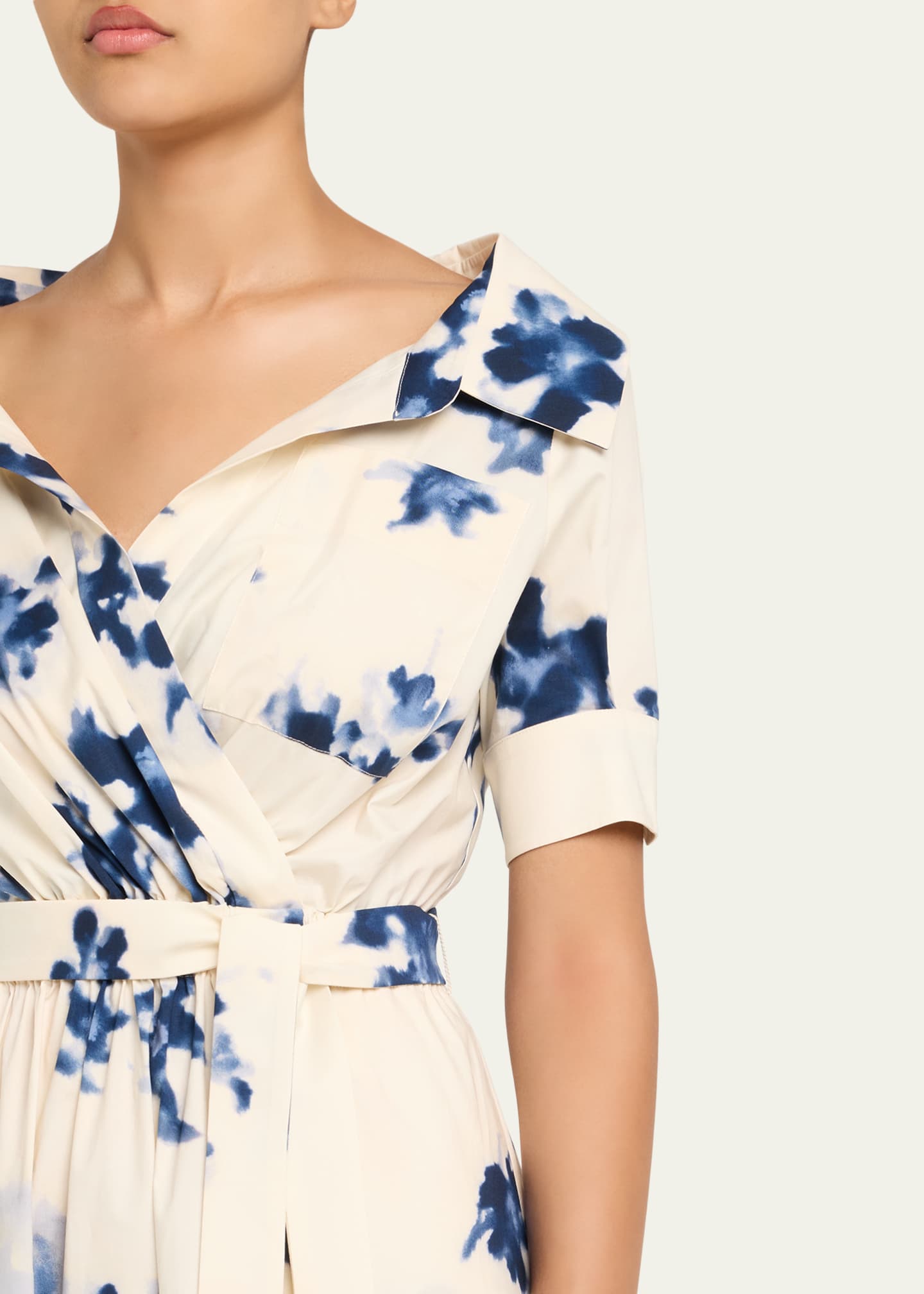 Altuzarra Lydia Floral Short-Sleeve Wrap Midi Shirtdress Image 5 of 5