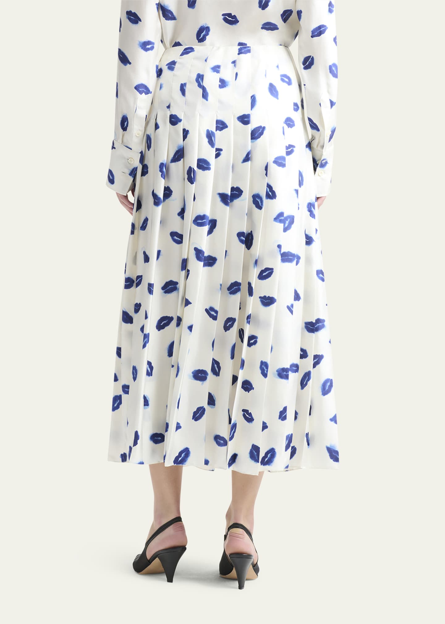Altuzarra Monti Lip-Print Pleated Maxi Skirt Image 3 of 5