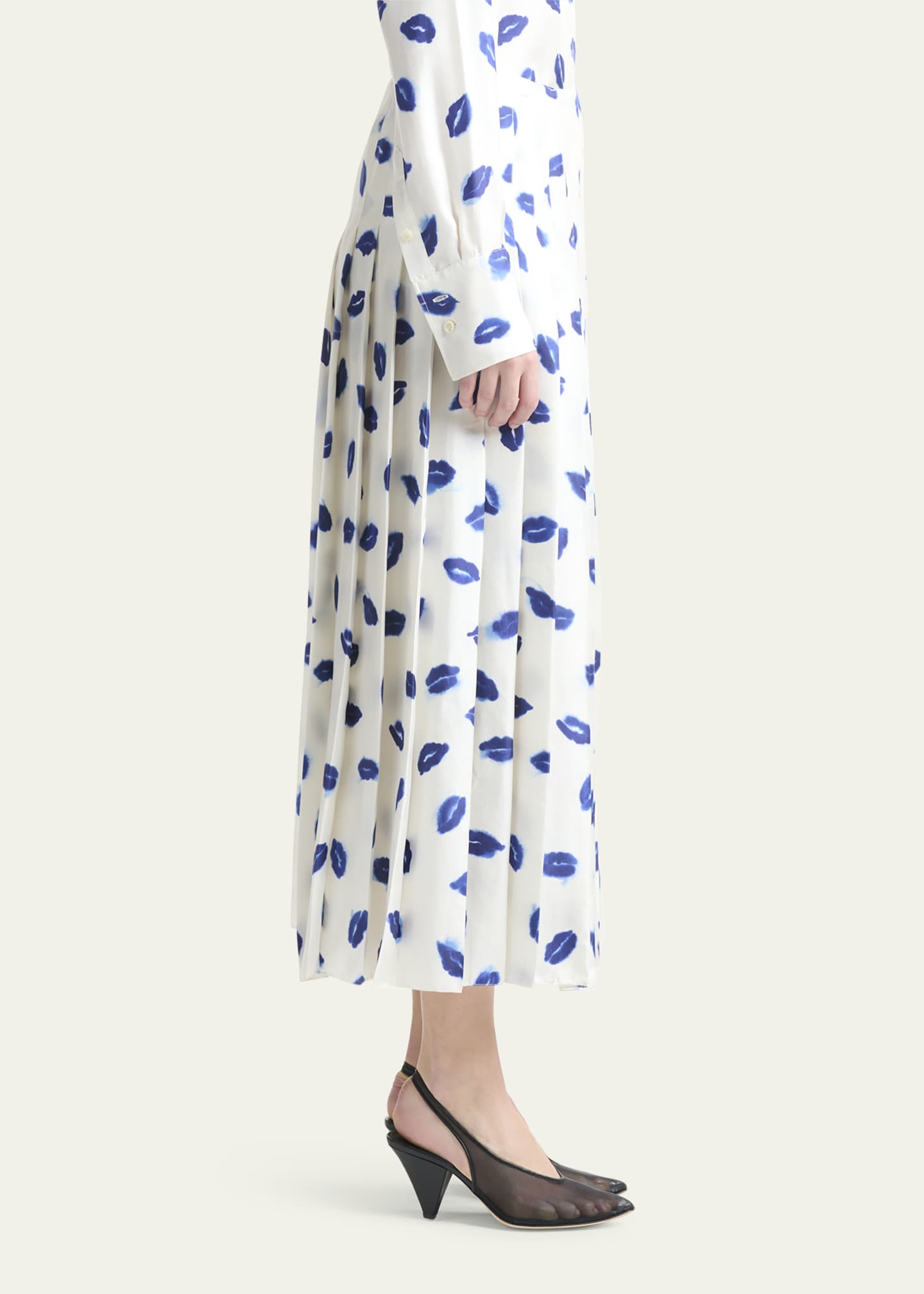 Altuzarra Monti Lip-Print Pleated Maxi Skirt Image 4 of 5
