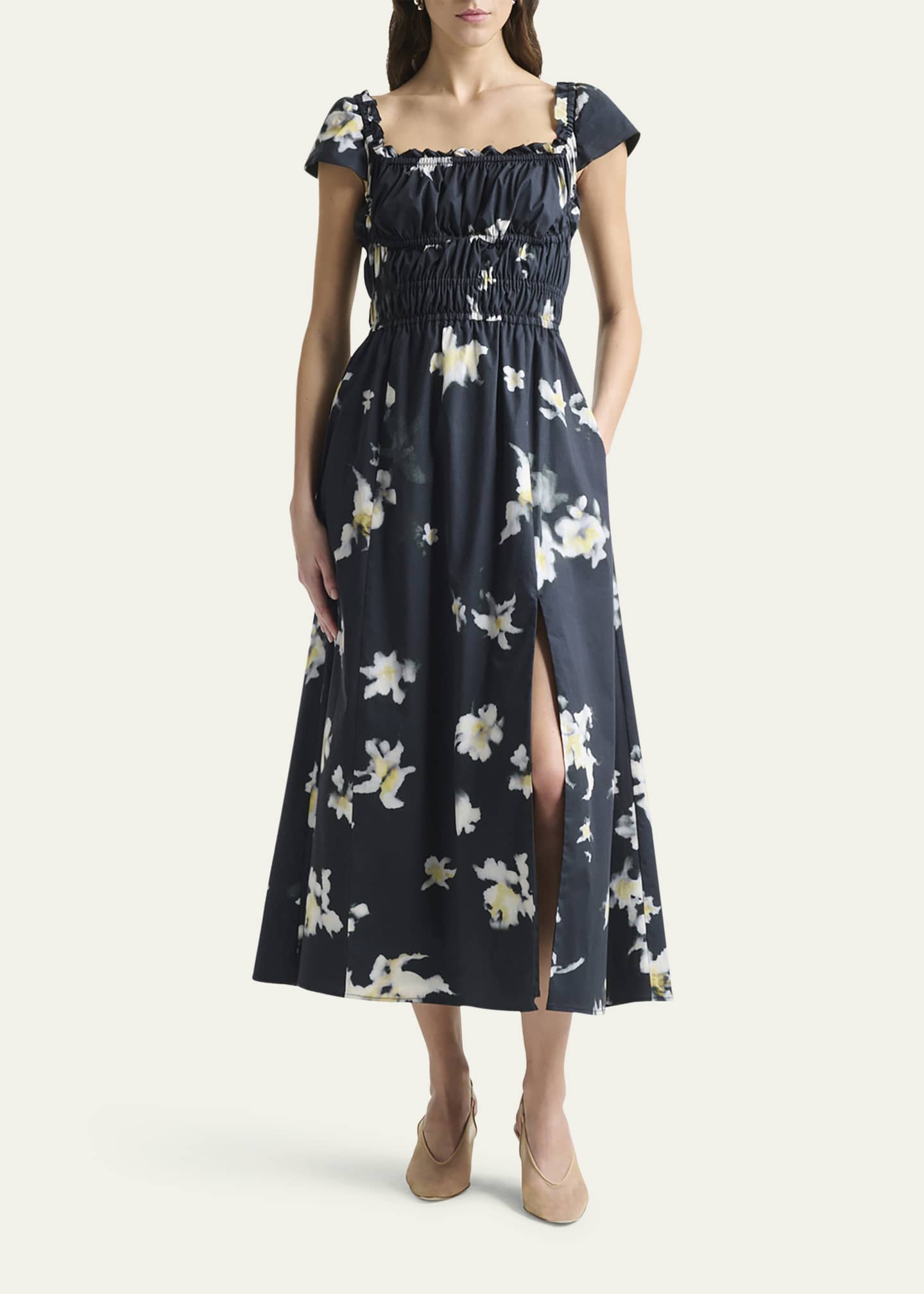 Altuzarra Lily Floral Smocked Midi Dress Image 2 of 5