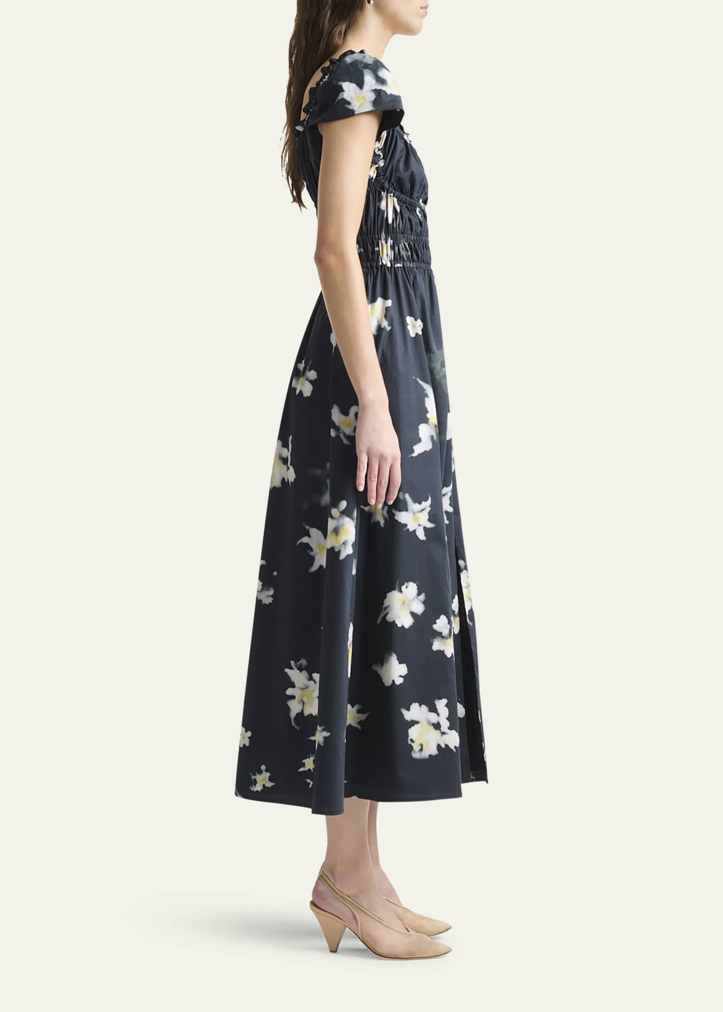 Altuzarra Lily Floral Smocked Midi Dress Image 4 of 5