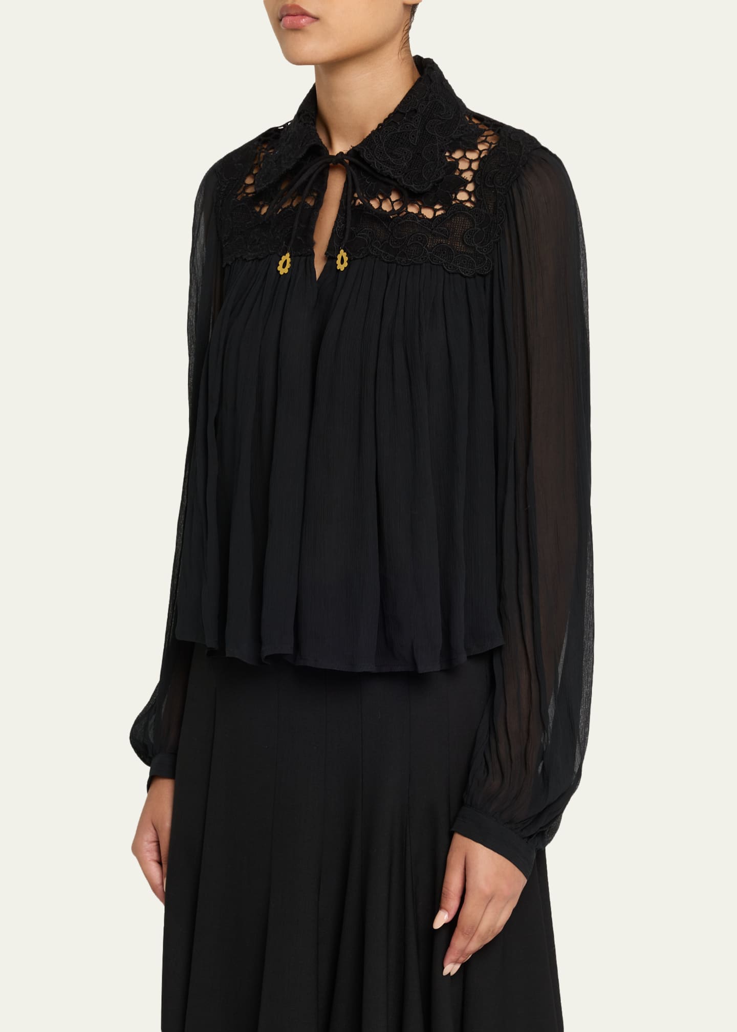 Daphne Long-Sleeve Lace Top