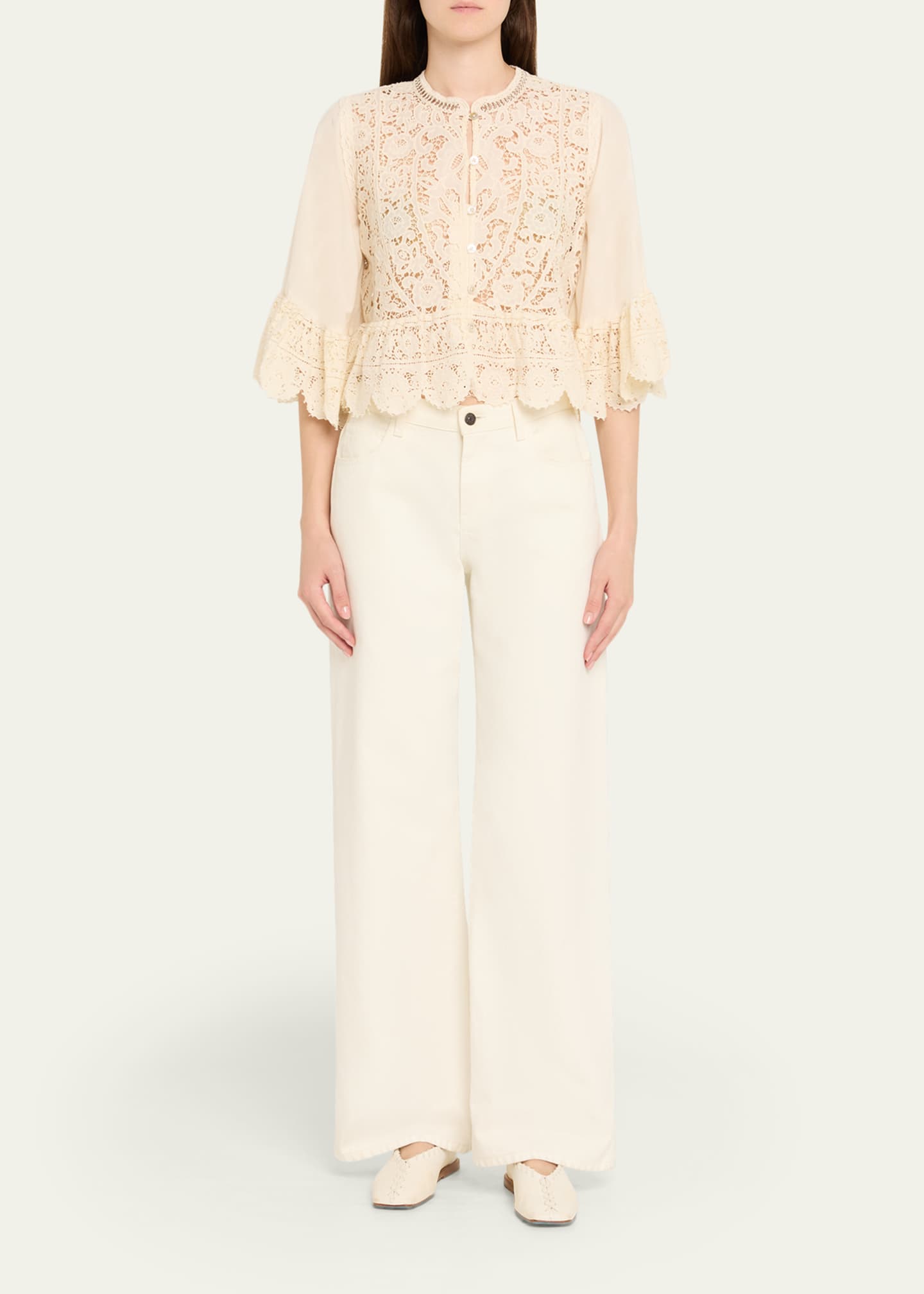 Shanna Lace Three-Quarter Sleeve Top