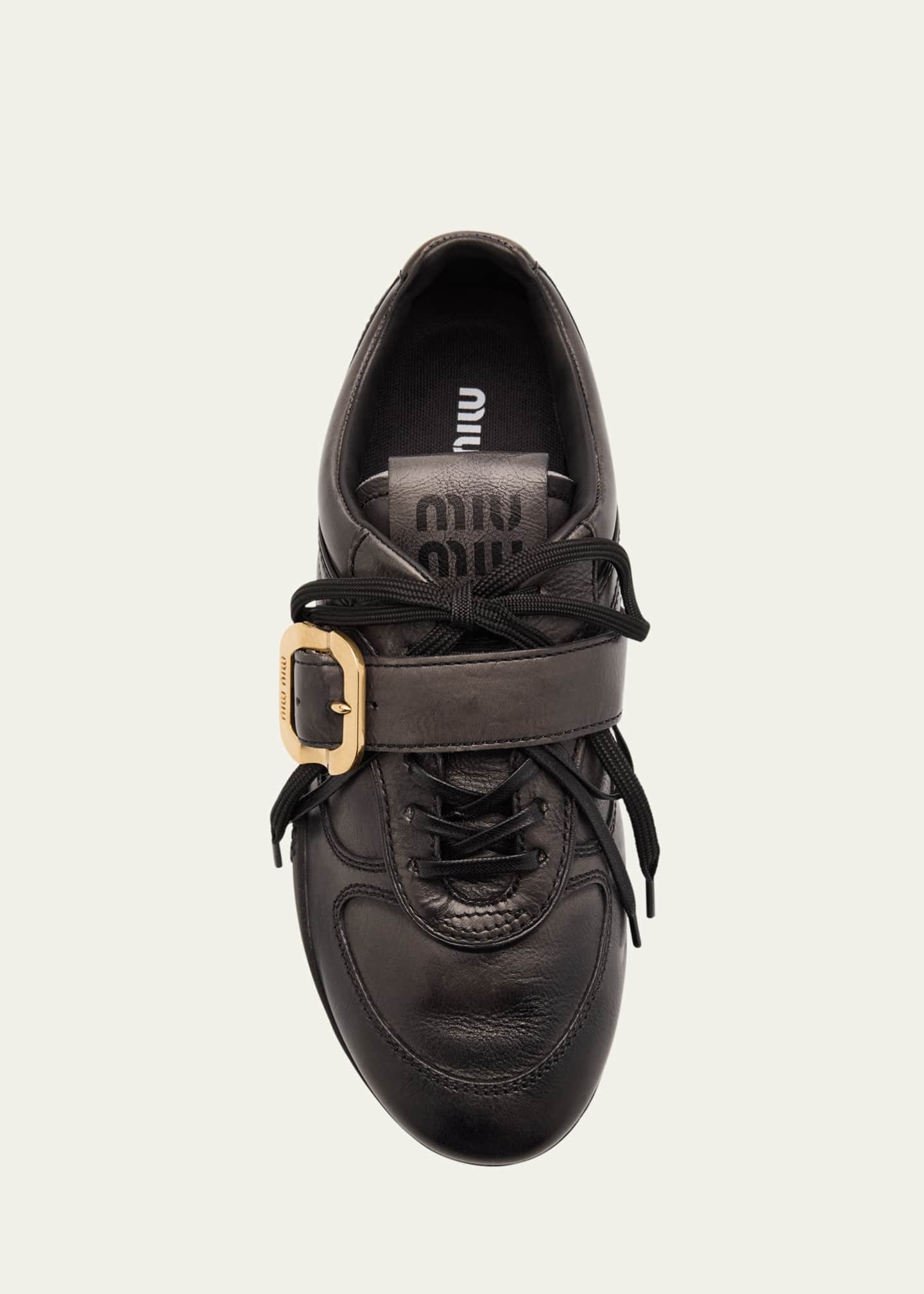 Miu Miu Allacciate Leather Buckle Low-Top Sneakers - Bergdorf Goodman