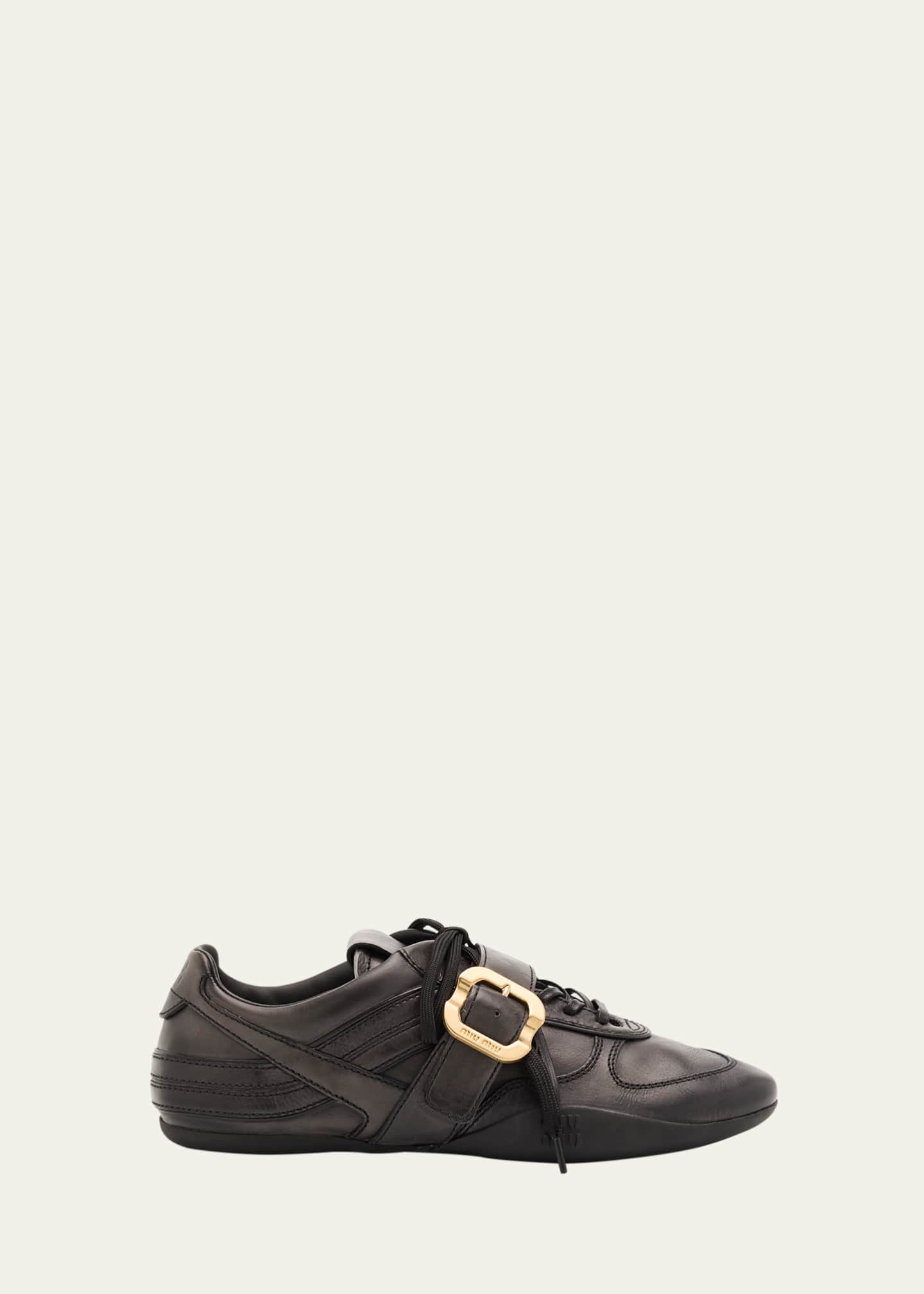 Miu Miu Allacciate Leather Buckle Low-Top Sneakers - Bergdorf Goodman