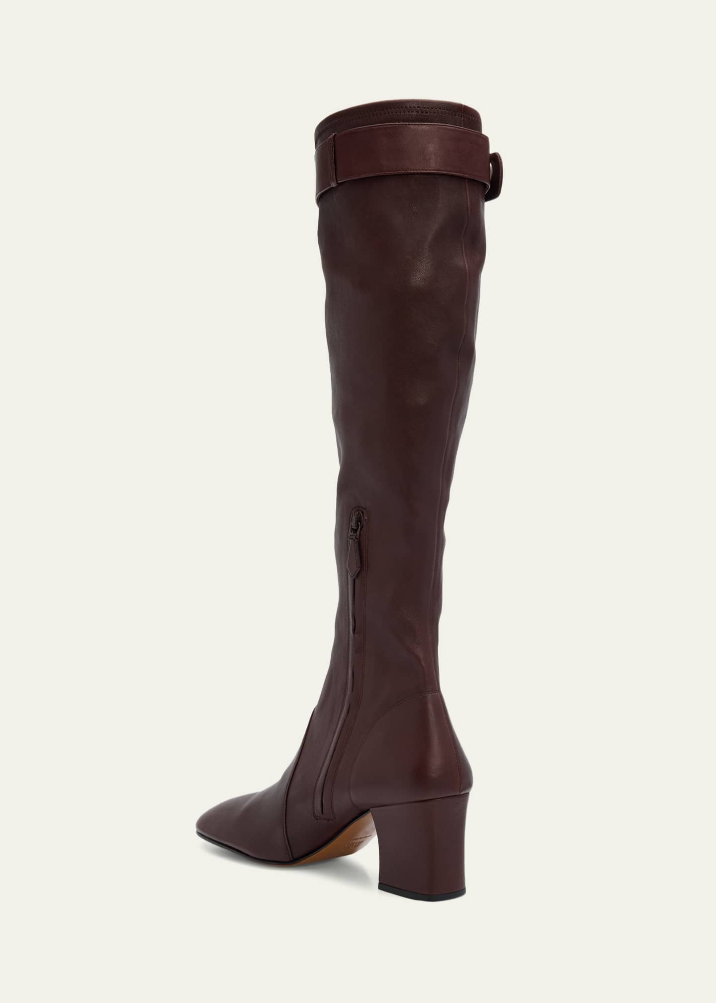 Miu Miu Stivali Stretch Leather Buckle Over-The-Knee Boots
