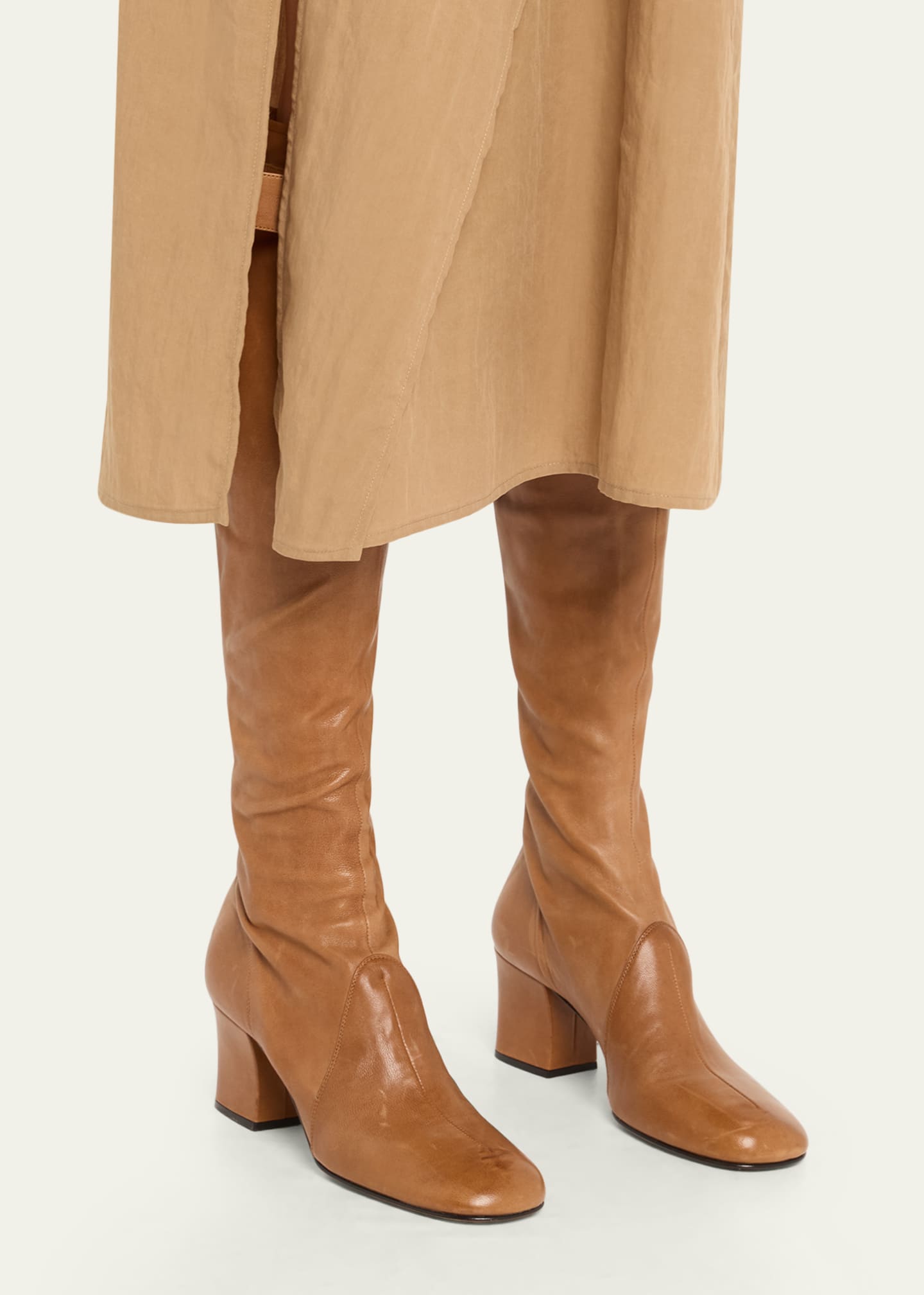 Stivali Stretch Leather Buckle Over-The-Knee Boots